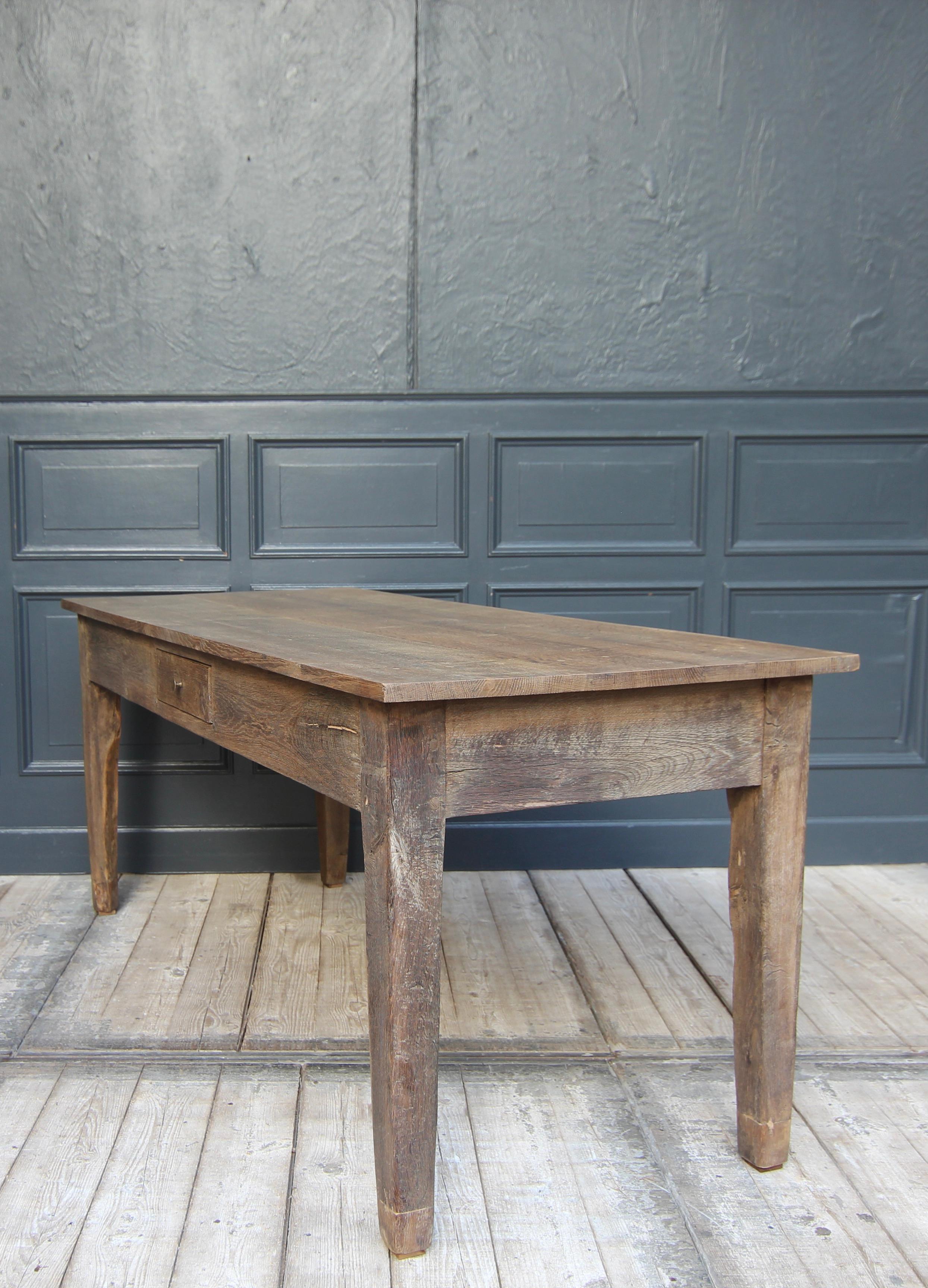 19th Century Rustic Rectangular Oak Table For Sale 16