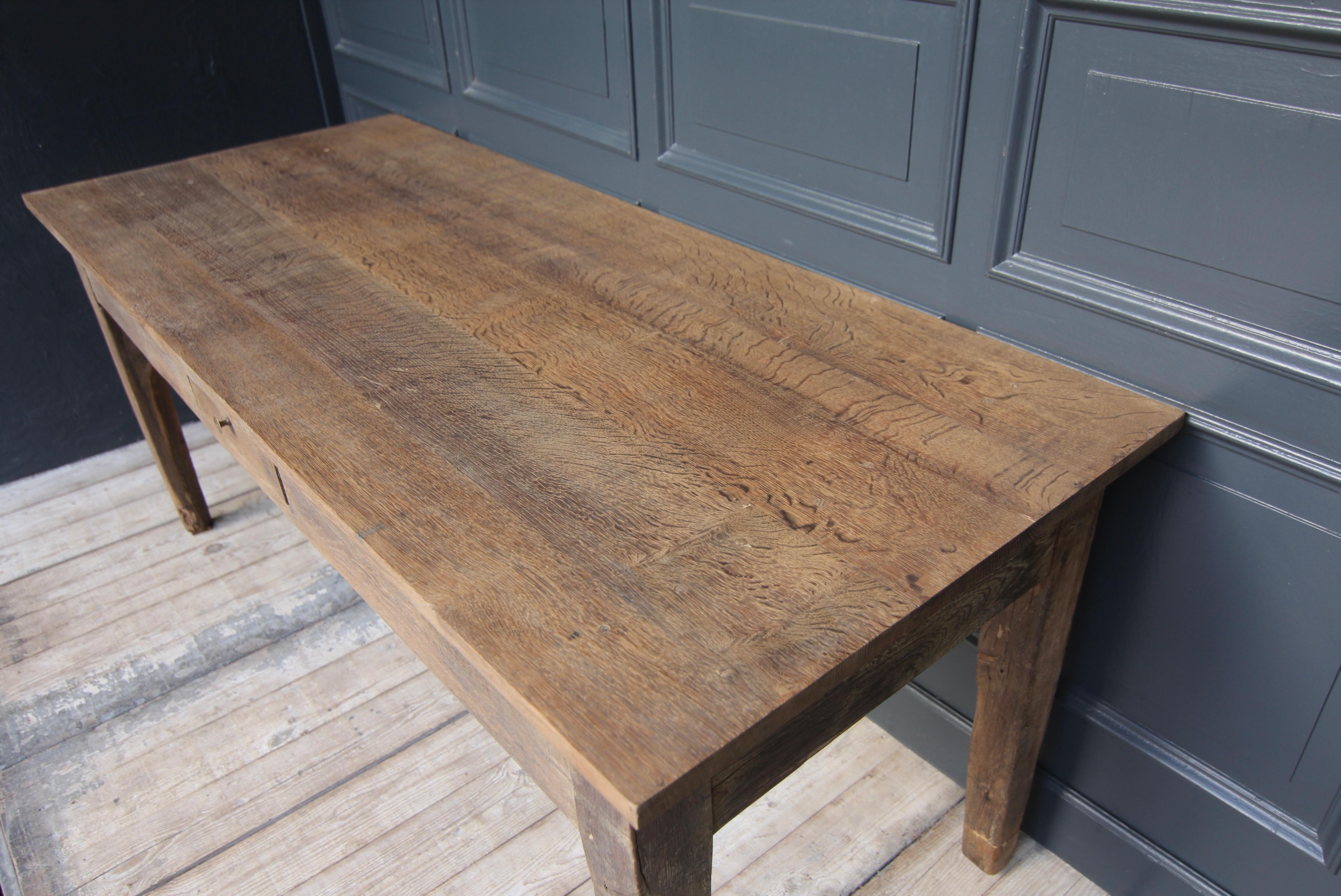 19th Century Rustic Rectangular Oak Table For Sale 4