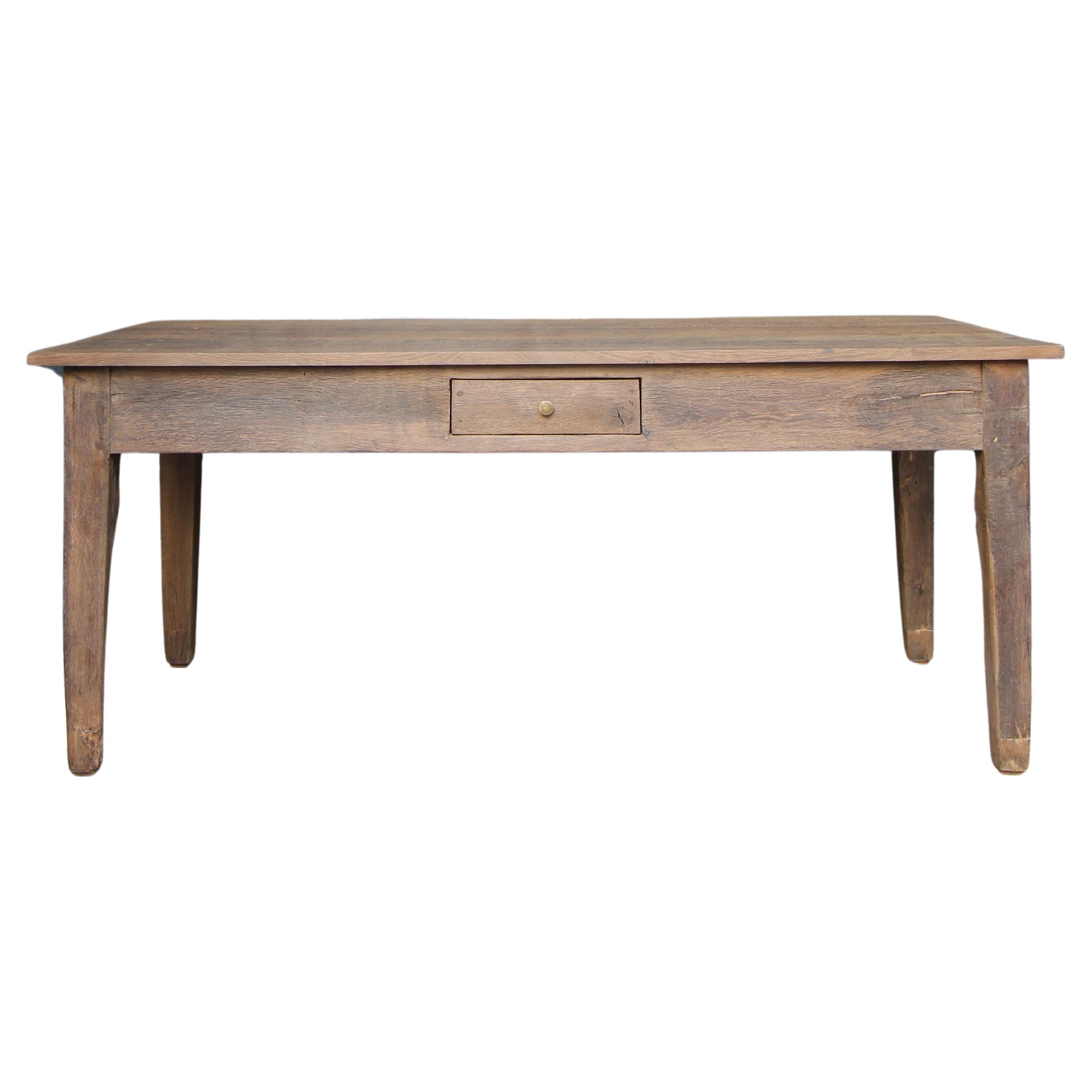 19th Century Rustic Rectangular Oak Table For Sale