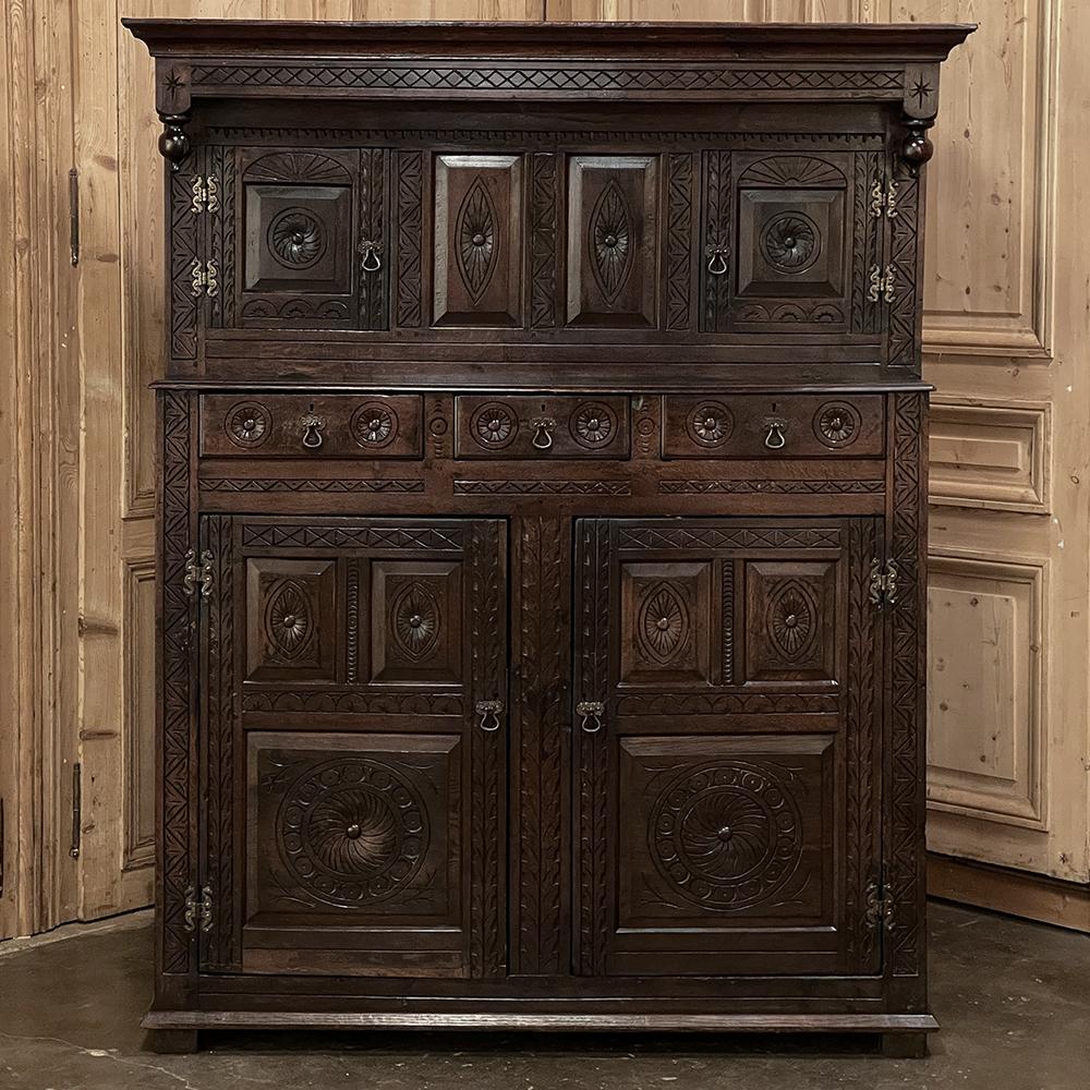 Renaissance Revival 19th Century Rustic Renaissance Two-Tiered Cabinet For Sale