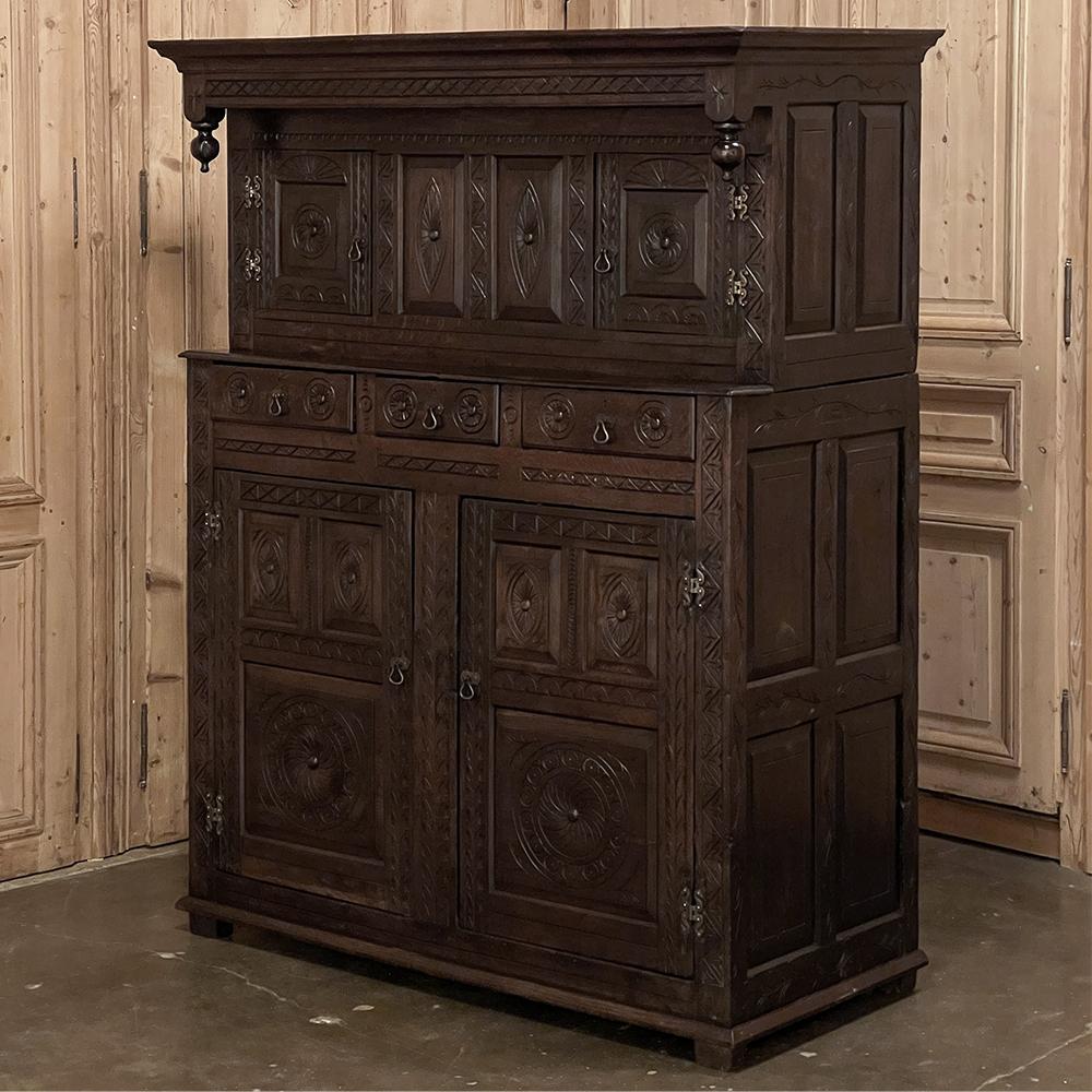 French 19th Century Rustic Renaissance Two-Tiered Cabinet For Sale