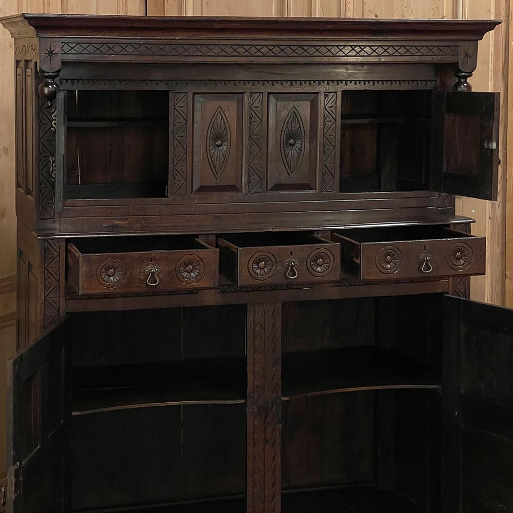 19th Century Rustic Renaissance Two-Tiered Cabinet In Good Condition For Sale In Dallas, TX