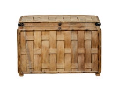 Scatola portaoggetti rustica scandinava del XIX secolo intrecciata a mano