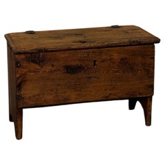 19th-Century Rustic Small Chest Bench in Fir Wood