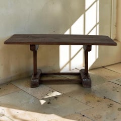 Table basse rustique en chêne massif du XIXe siècle ~ Table de cocktail