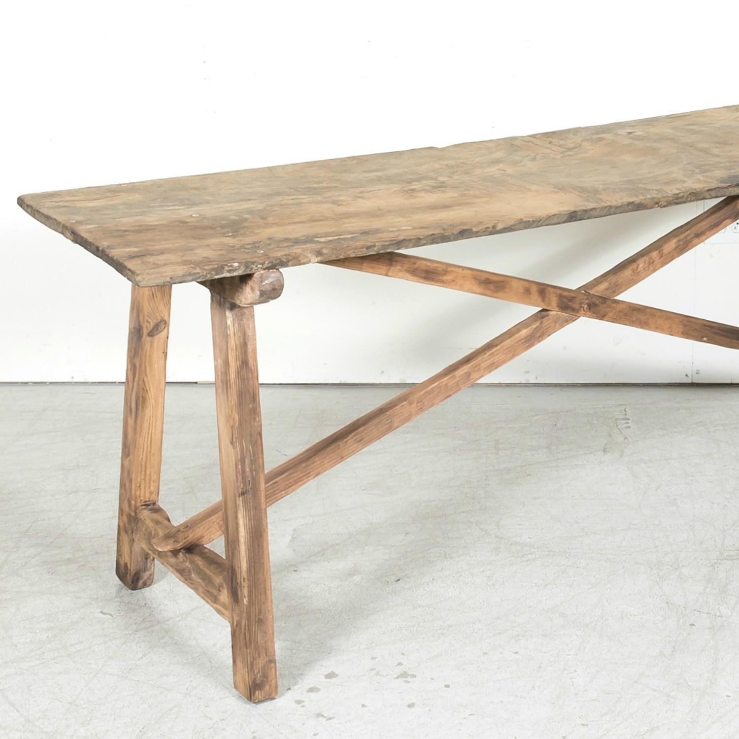19th Century Rustic Spanish Catalan Oak Console Table or Desk 5