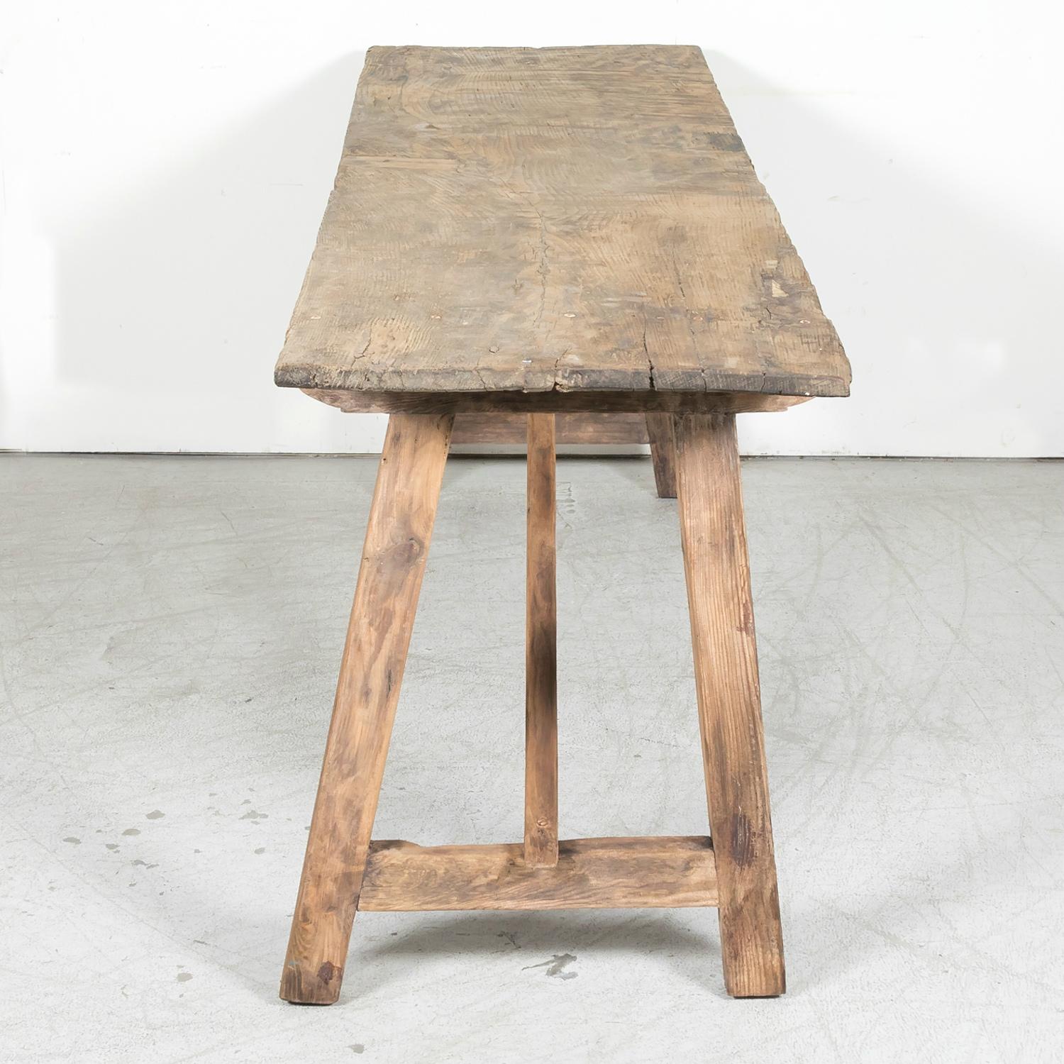 19th Century Rustic Spanish Catalan Oak Console Table or Desk 10