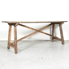 19th Century Rustic Spanish Catalan Oak Console Table or Desk