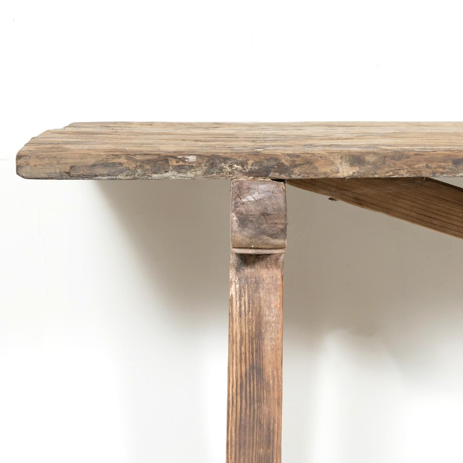 19th Century Rustic Spanish Catalan Oak Console Table or Desk 2