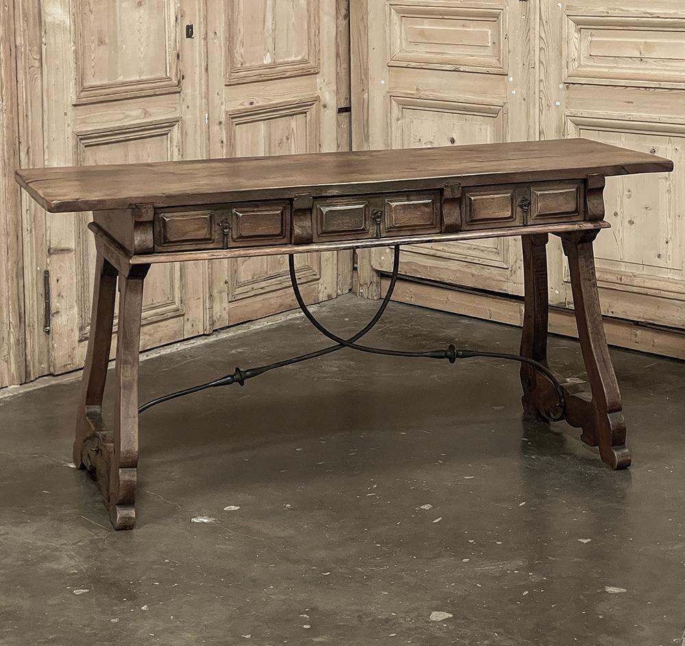 Hand-Crafted 19th Century Rustic Spanish Colonial Console ~ Sofa Table ~ Desk For Sale