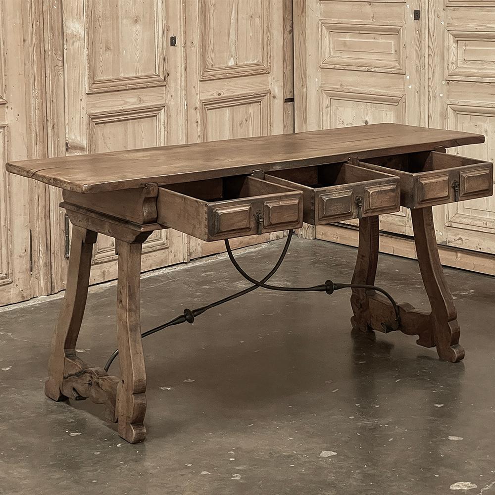 19th Century Rustic Spanish Colonial Console ~ Sofa Table ~ Desk In Good Condition For Sale In Dallas, TX