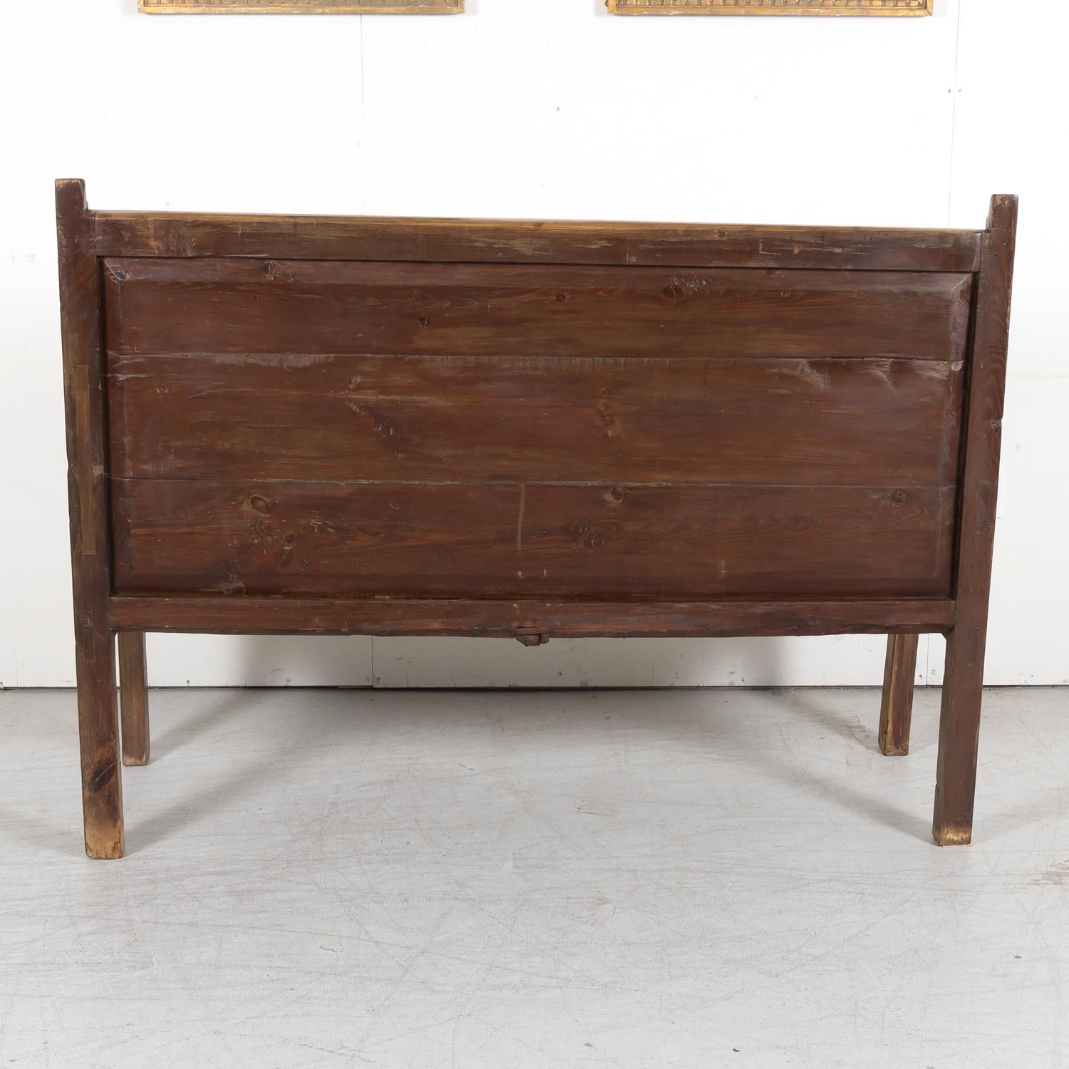 19th Century Rustic Spanish Colonial Pine Hall Bench with Arms 8