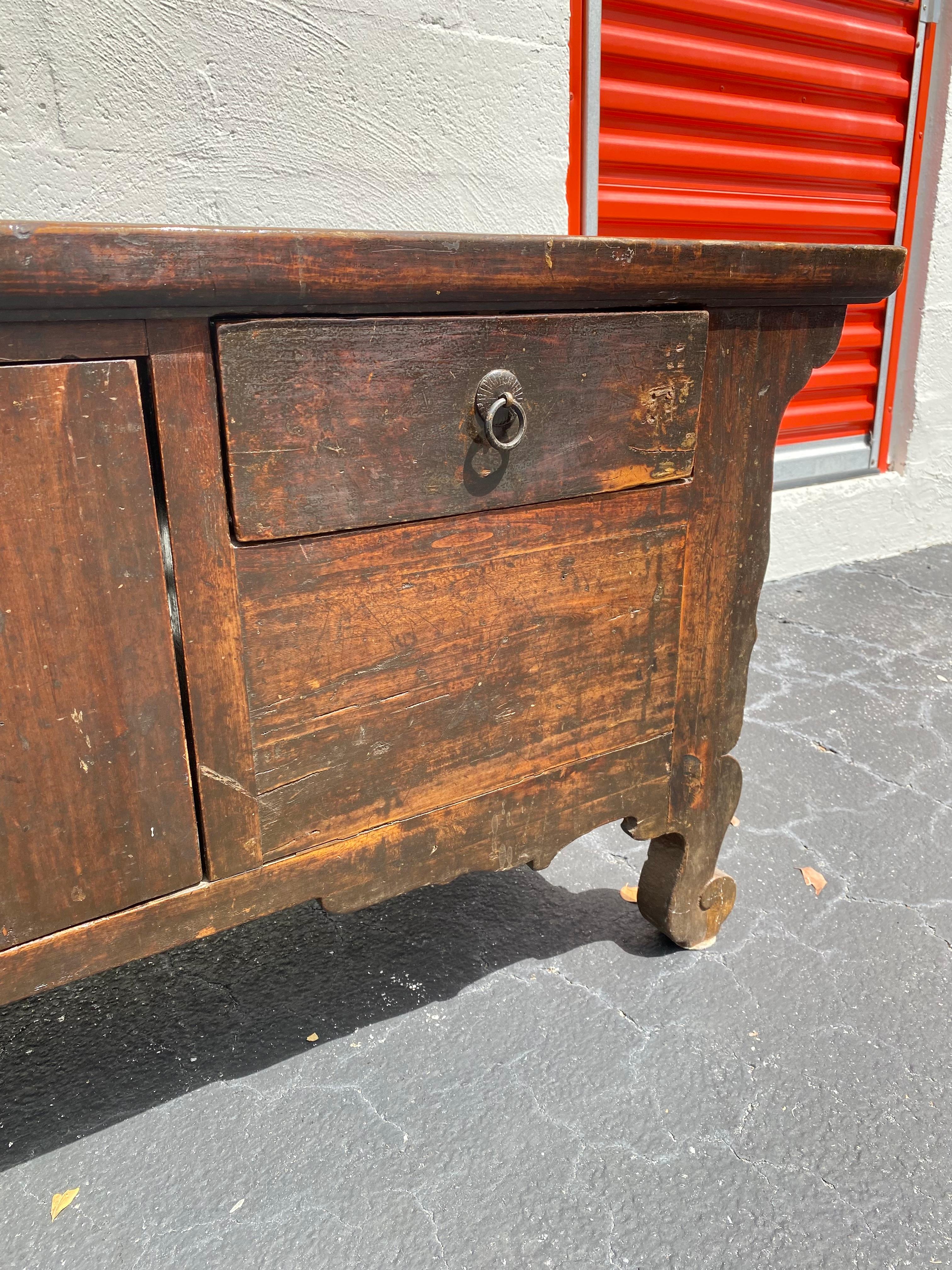 Spanish Colonial 19th Century Rustic Spanish Sideboard Storage Cabinet  For Sale