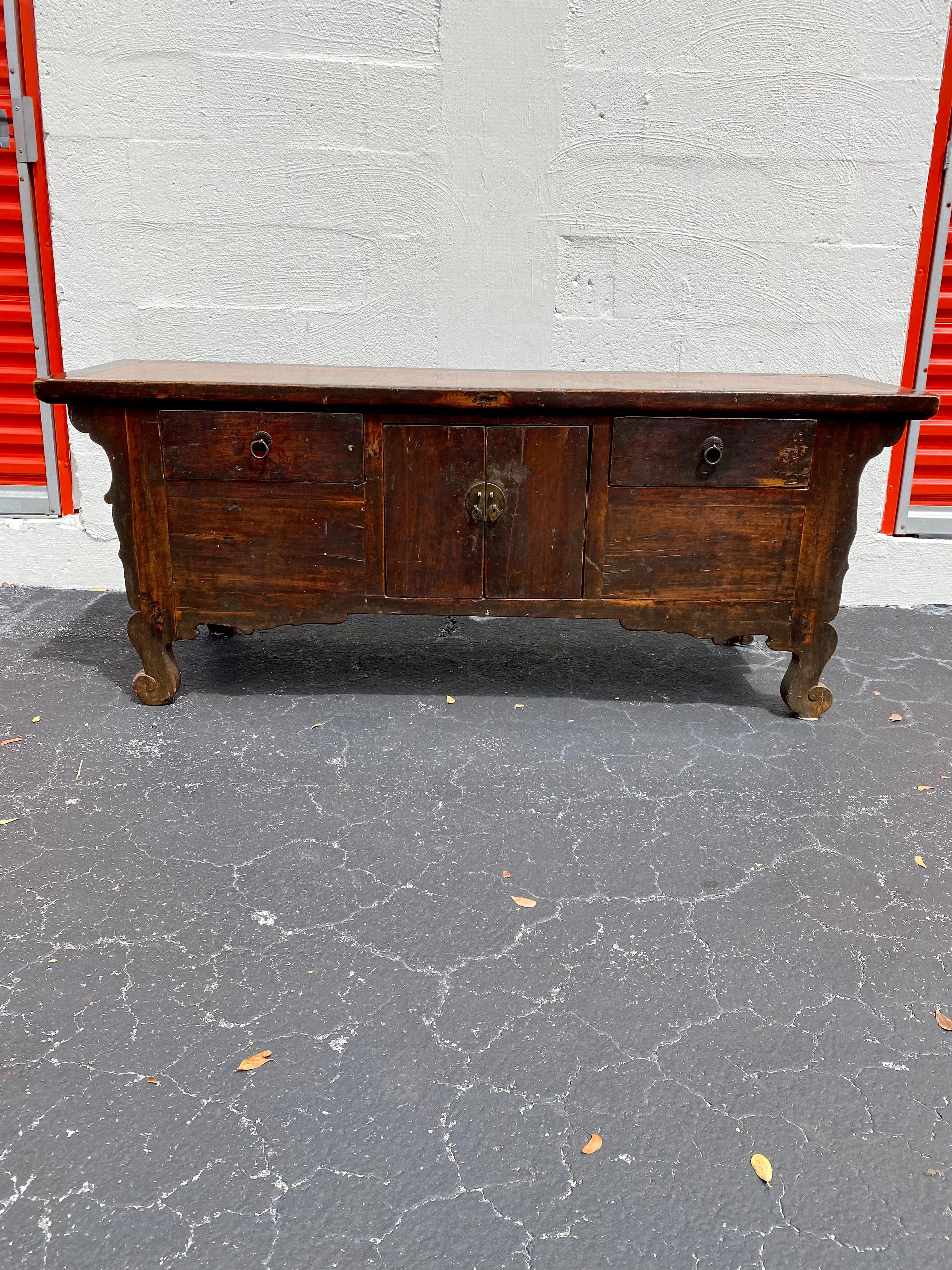 Brass 19th Century Rustic Spanish Sideboard Storage Cabinet  For Sale