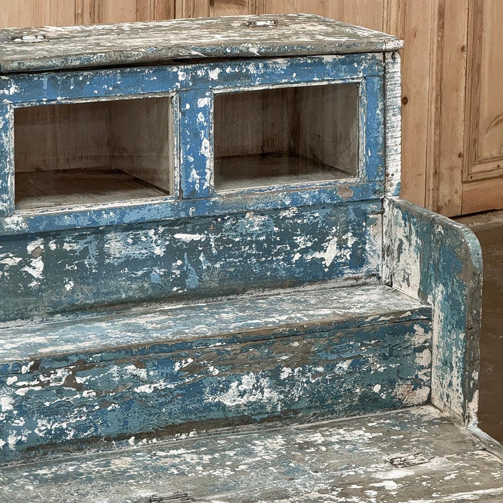 19th Century Rustic Store Display Case with Distressed Painted Finish For Sale 5