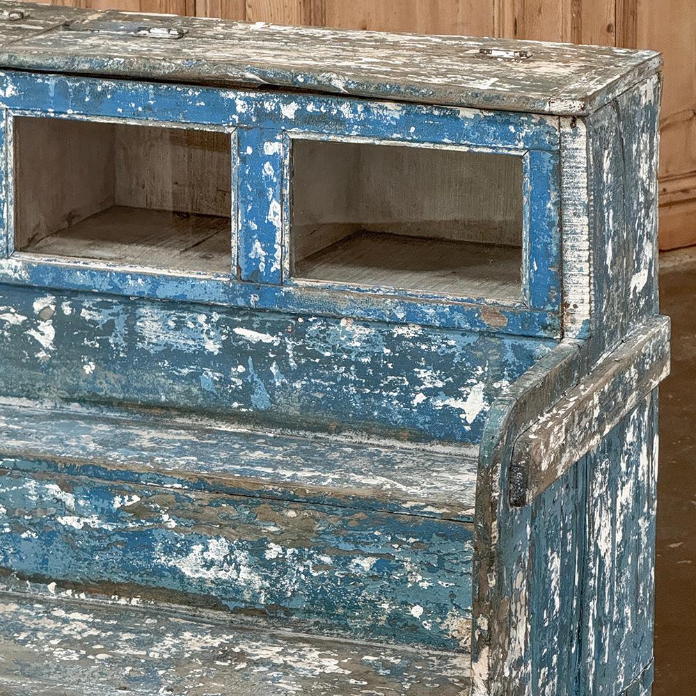 19th Century Rustic Store Display Case with Distressed Painted Finish For Sale 9