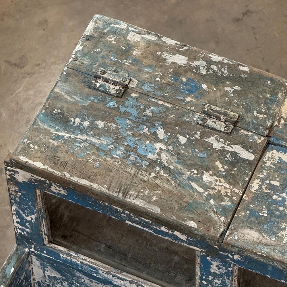 19th Century Rustic Store Display Case with Distressed Painted Finish For Sale 11