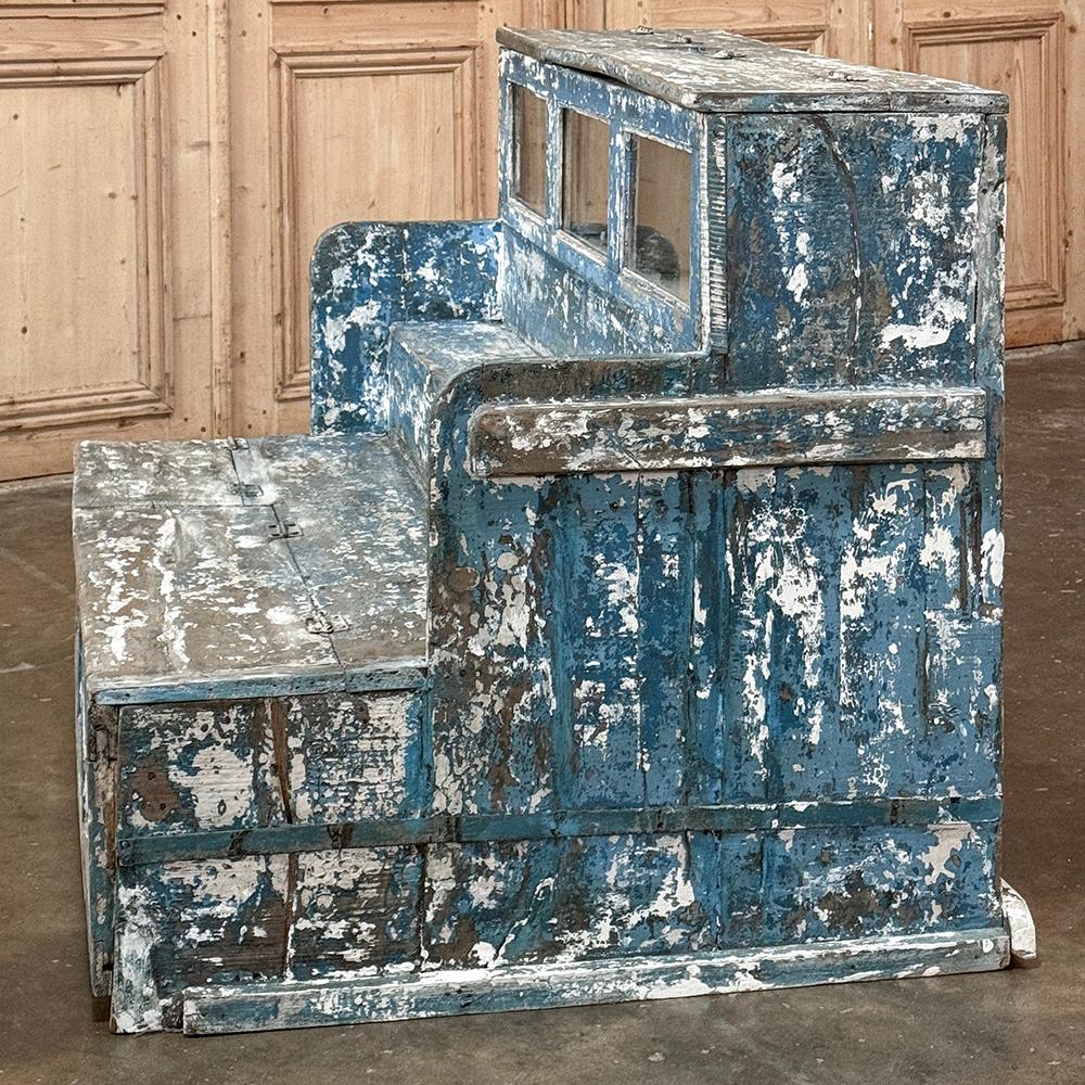 Late 19th Century 19th Century Rustic Store Display Case with Distressed Painted Finish For Sale