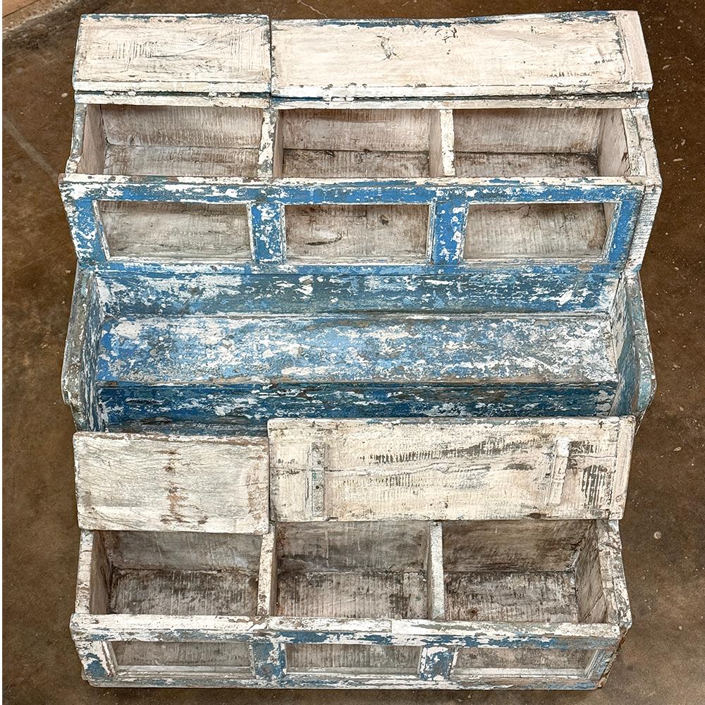 19th Century Rustic Store Display Case with Distressed Painted Finish For Sale 1