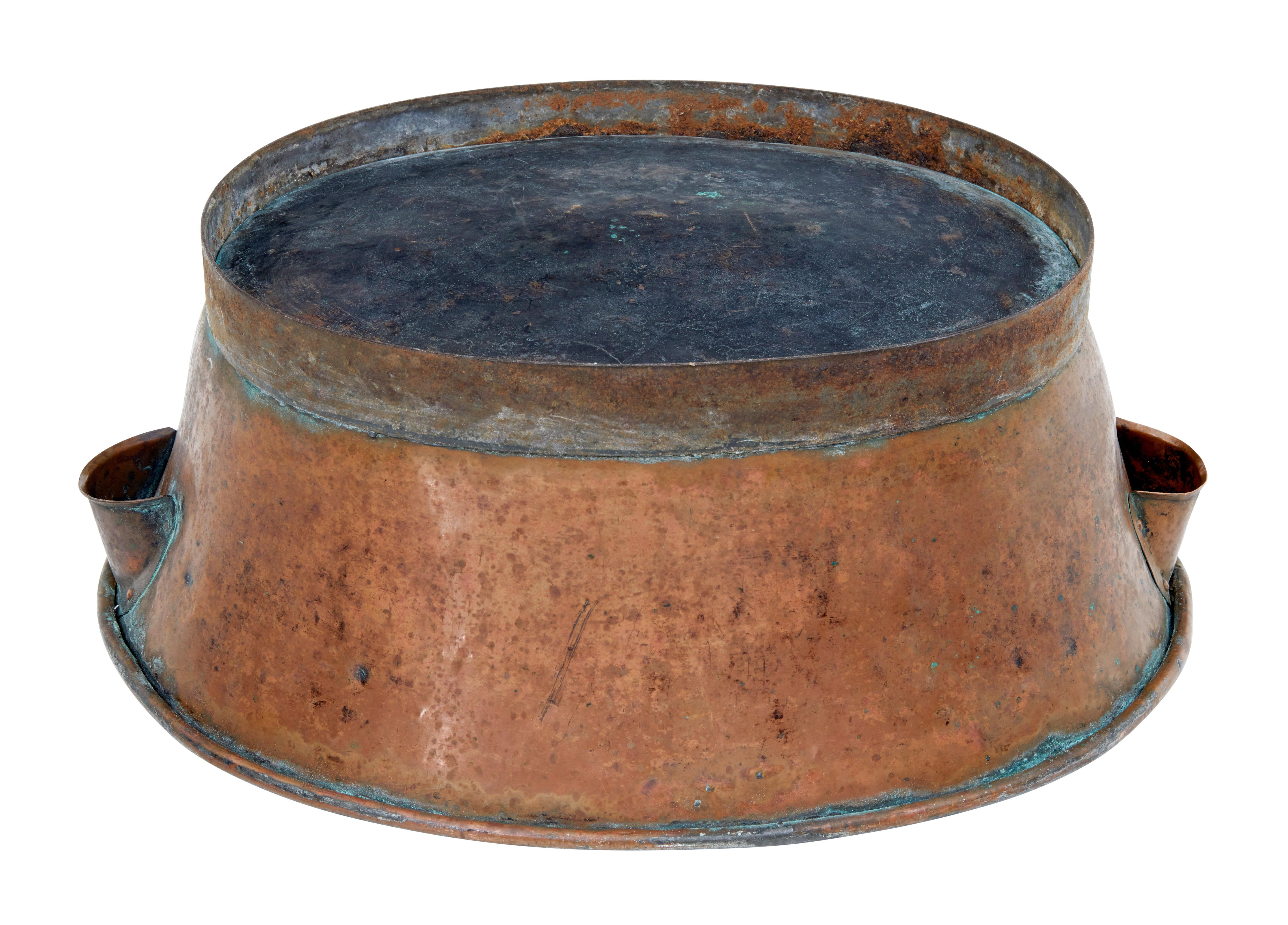 19th Century Rustic Swedish Copper Cooking Vessel In Good Condition In Debenham, Suffolk