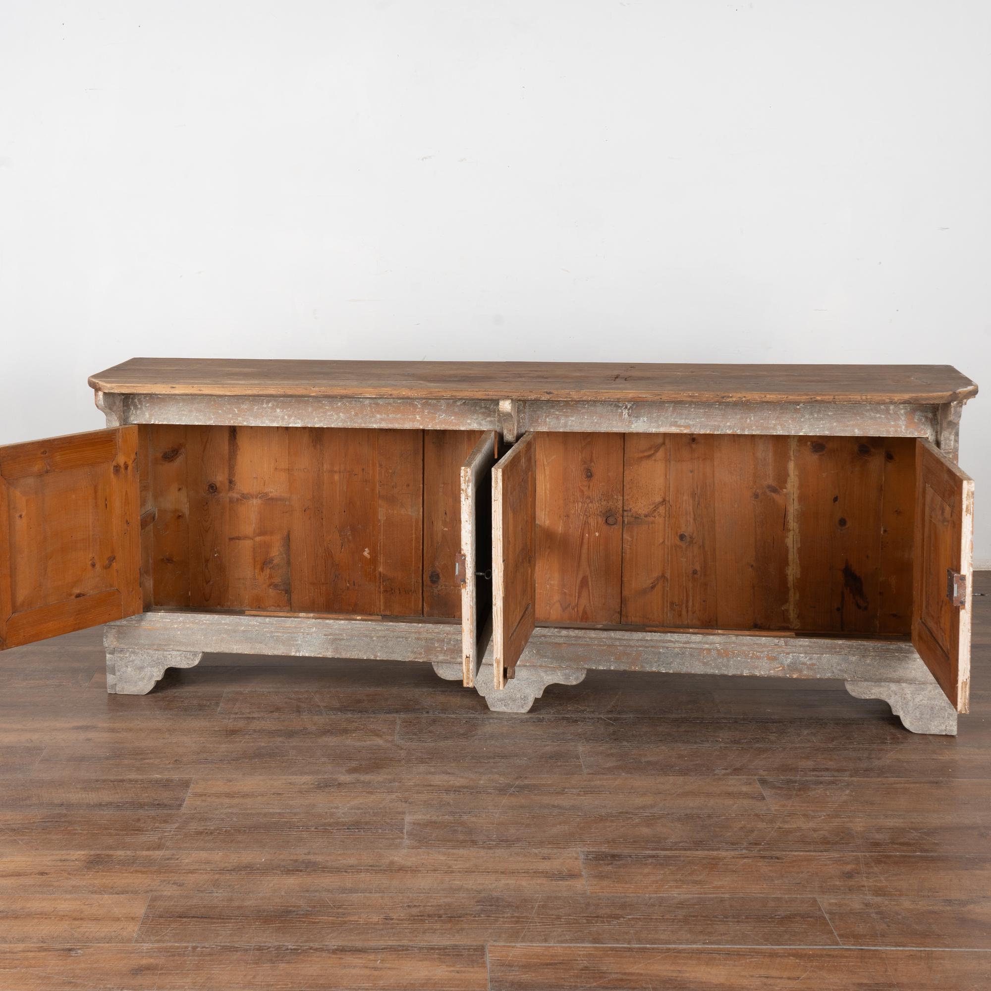 19th Century Rustic Swedish Gray Sideboard Counter Console In Fair Condition In Round Top, TX