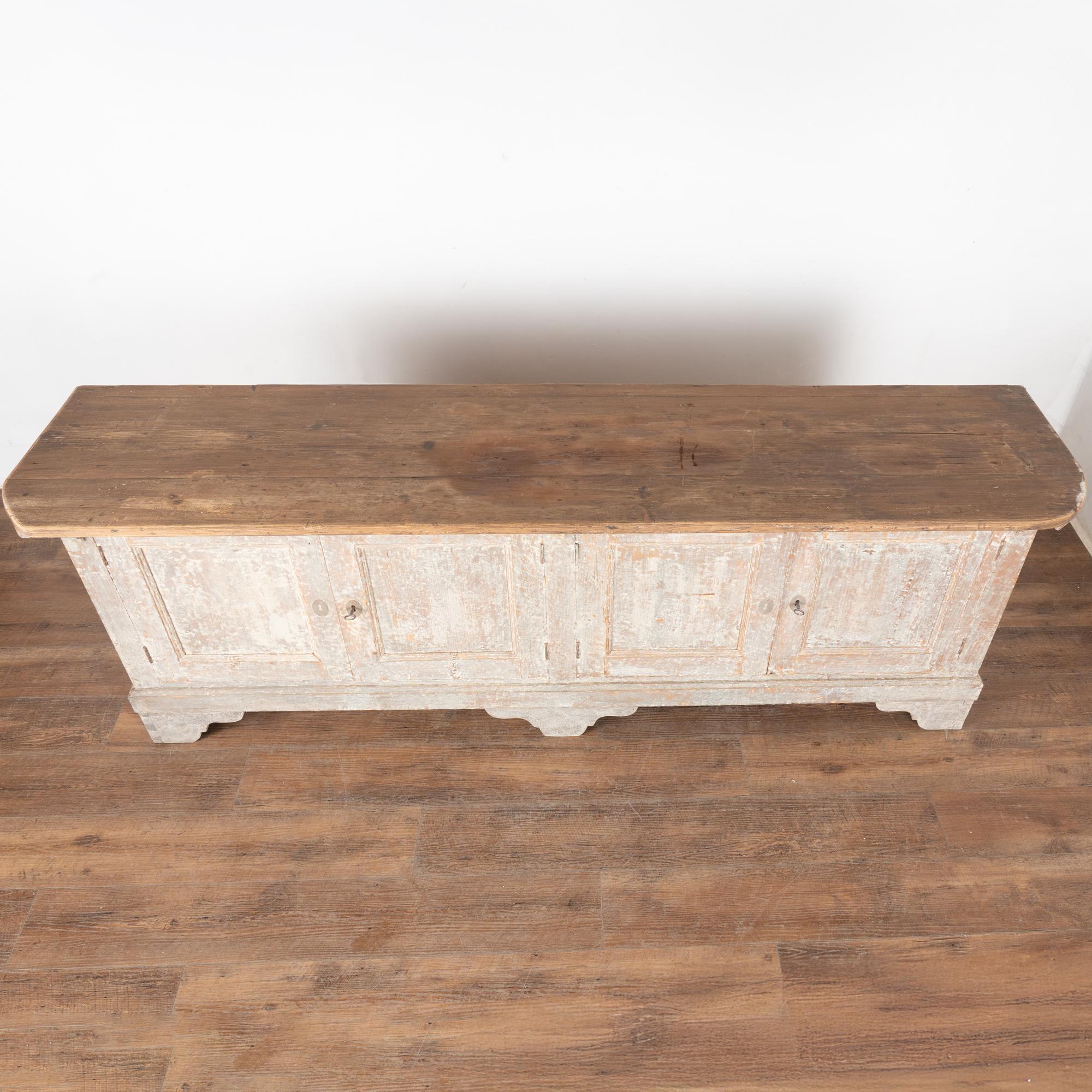 19th Century Rustic Swedish Gray Sideboard Counter Console 1