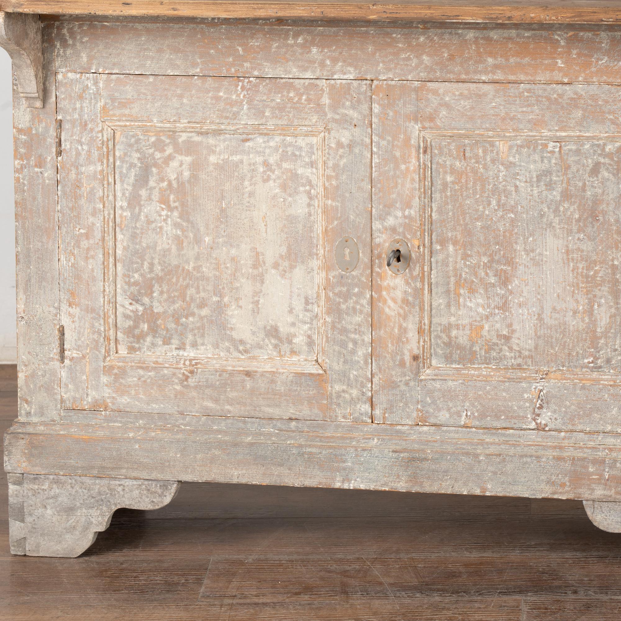 19th Century Rustic Swedish Gray Sideboard Counter Console 5