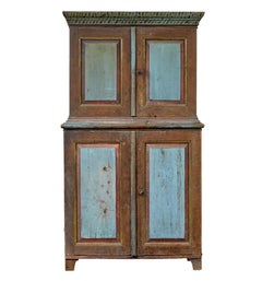 19th century rustic Swedish hand painted cupboard