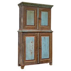 Antique 19th century rustic Swedish hand painted cupboard