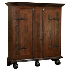Armoire rustico svedese del 19° secolo dipinto