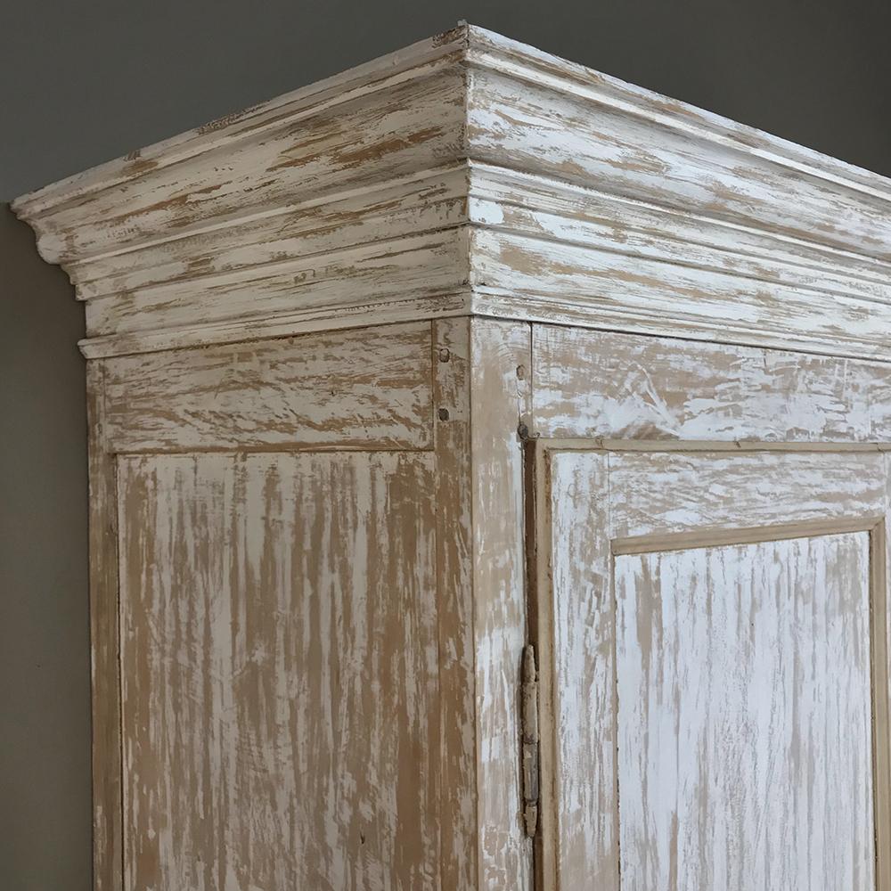 Hand-Crafted 19th Century Rustic Swedish Painted Pine Armoire