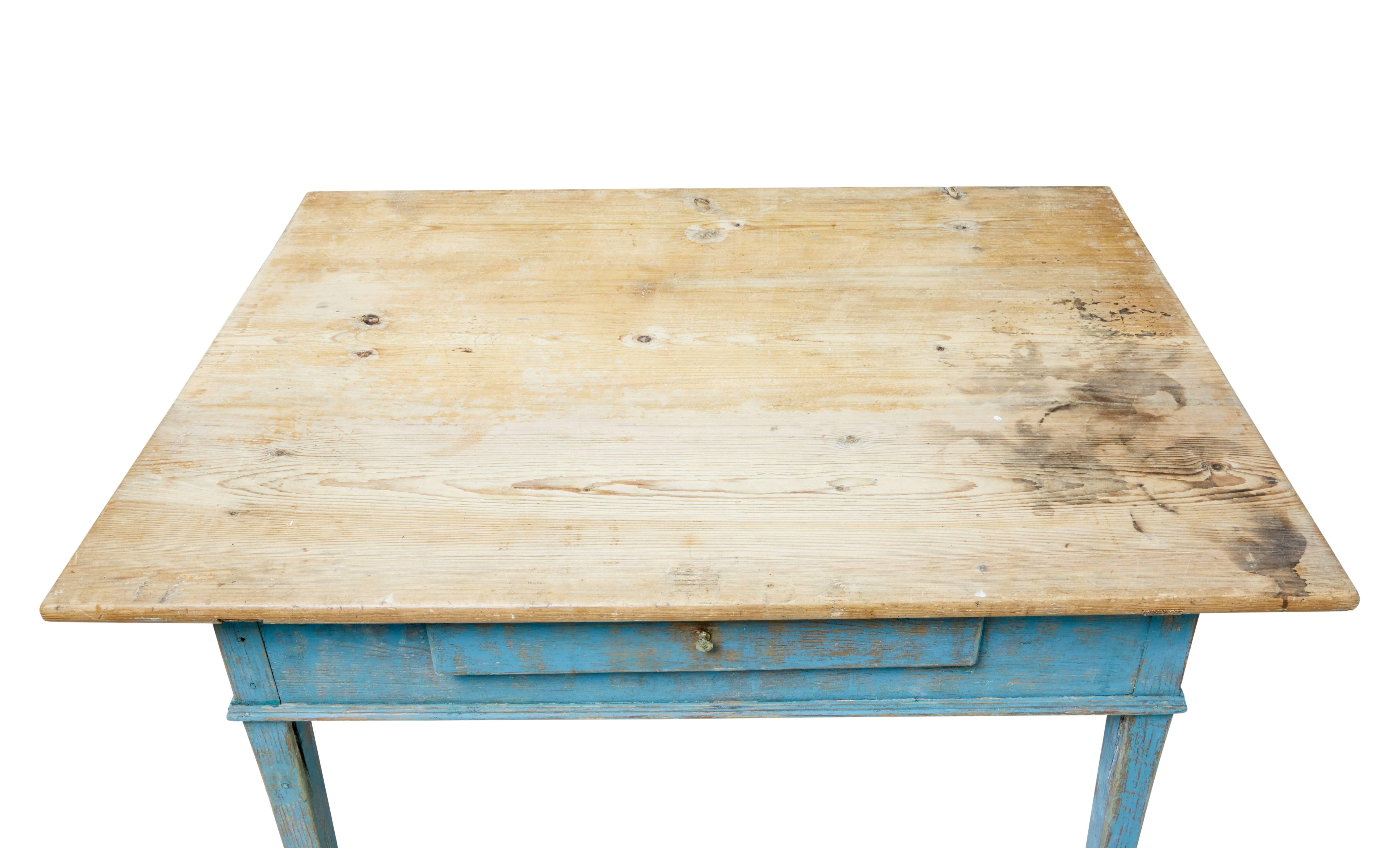 19th Century Rustic Swedish Painted Pine Table In Good Condition In Debenham, Suffolk