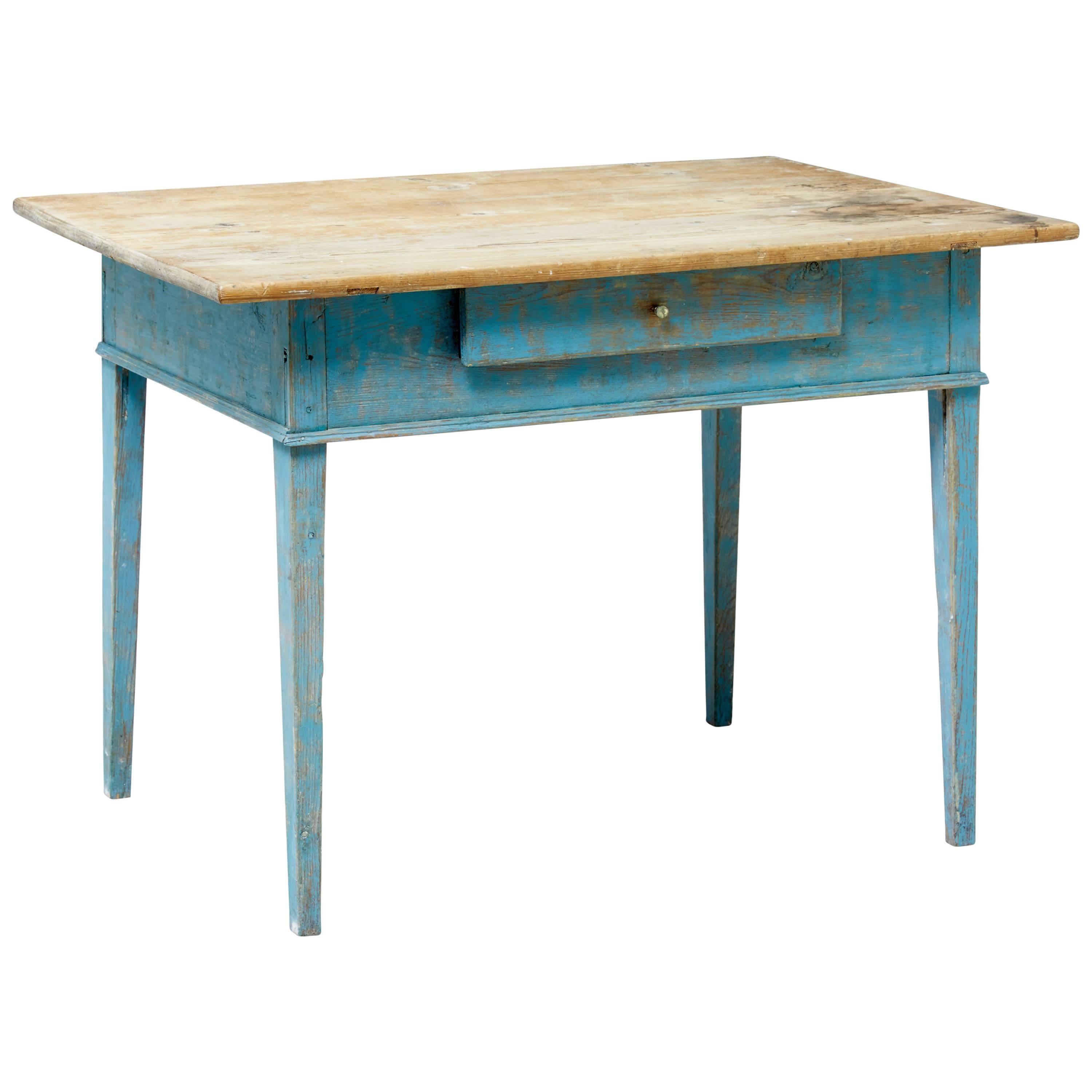 19th Century Rustic Swedish Painted Pine Table