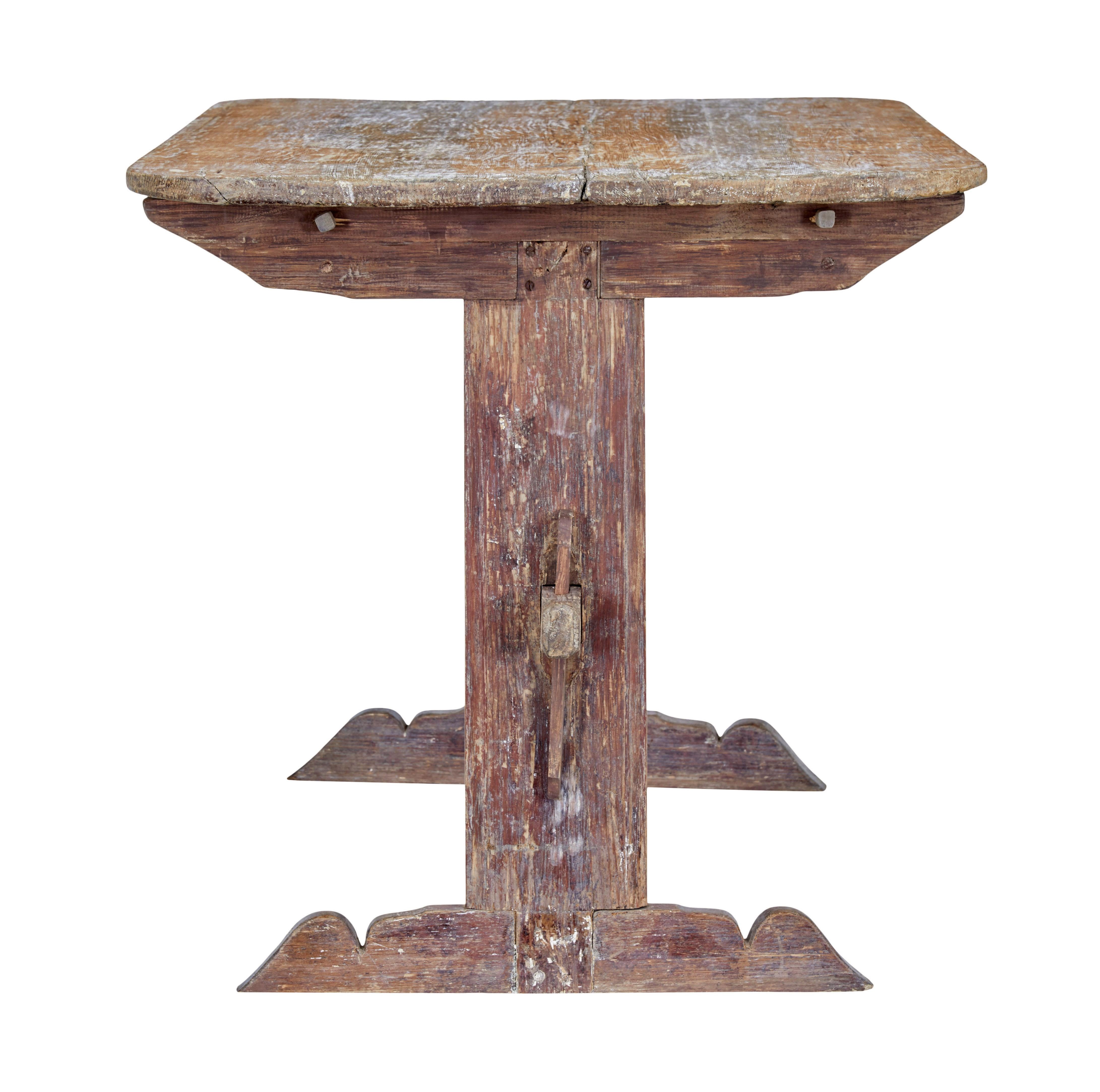 Rustic 19th century rustic Swedish painted trestle table For Sale