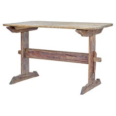 19th Century Rustic Swedish Painted Trestle Table