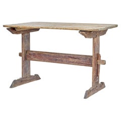Antique 19th Century Rustic Swedish Painted Trestle Table