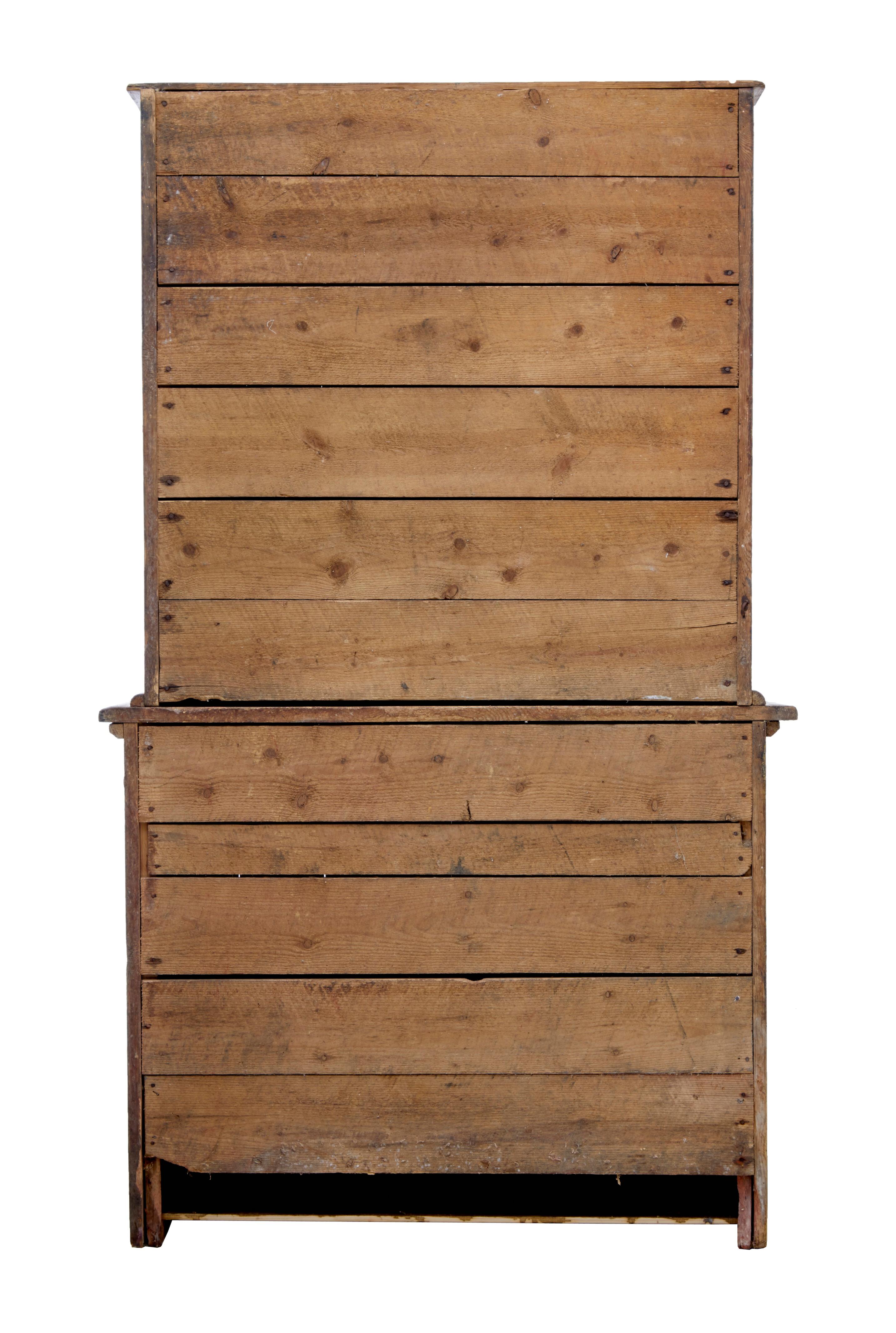 19th Century Rustic Swedish Pine Painted Kitchen Cupboard 2