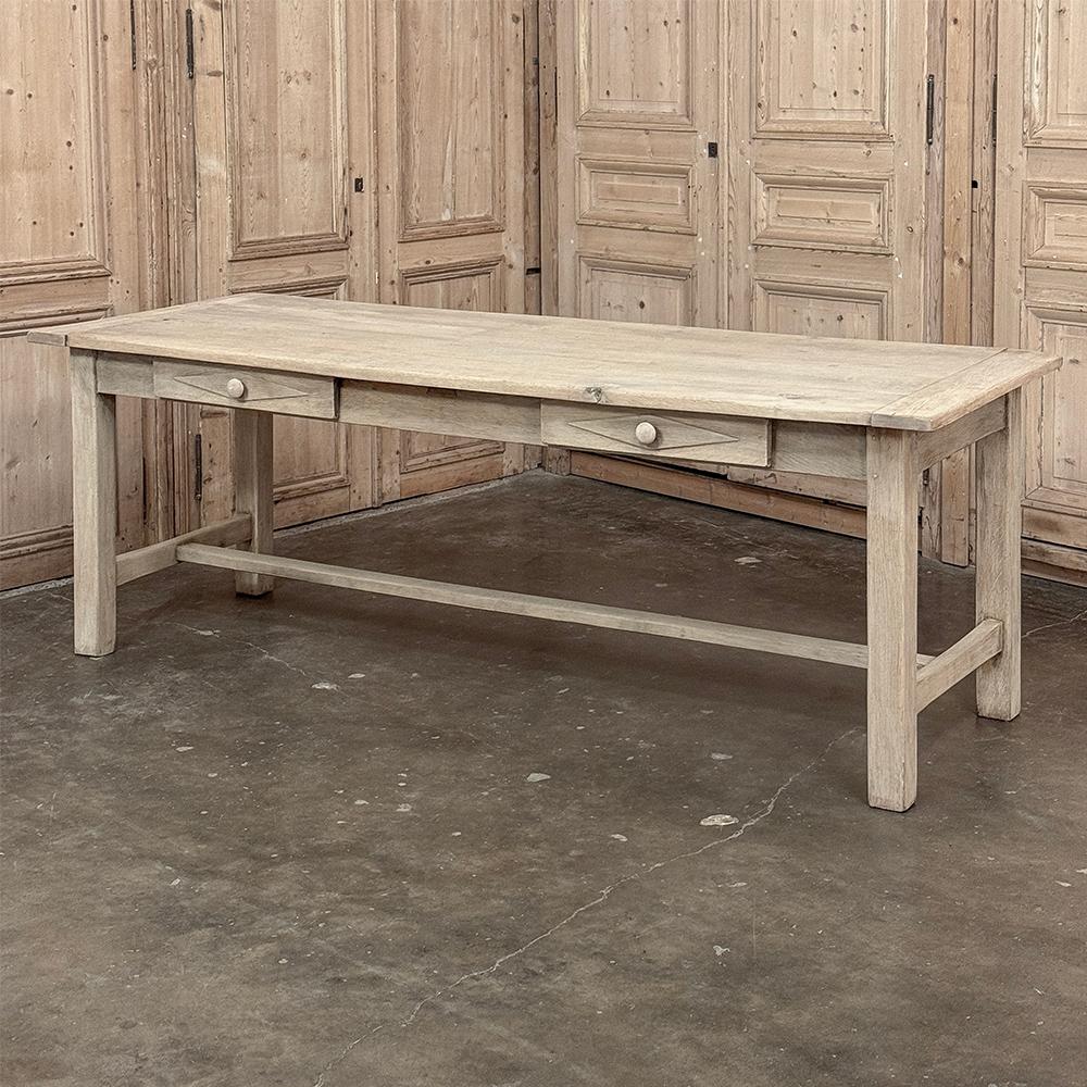 19th Century Rustic Table ~ Desk in Stripped Oak is a truly timeless design inspired by rural craftsmen who performed wonderful feats of furniture crafting using what are today considered primitive tools.  Those craftsmen did have lots of beautiful