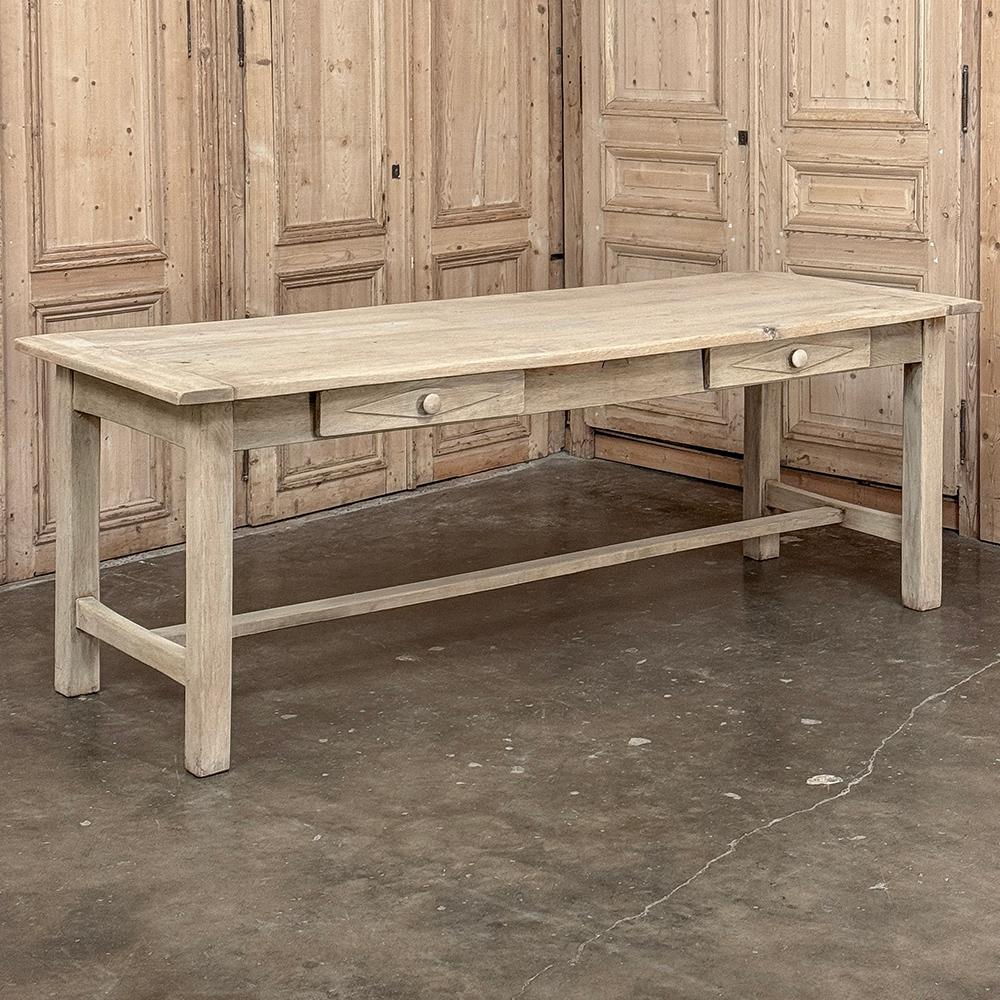 French 19th Century Rustic Table ~ Desk in Stripped Oak For Sale