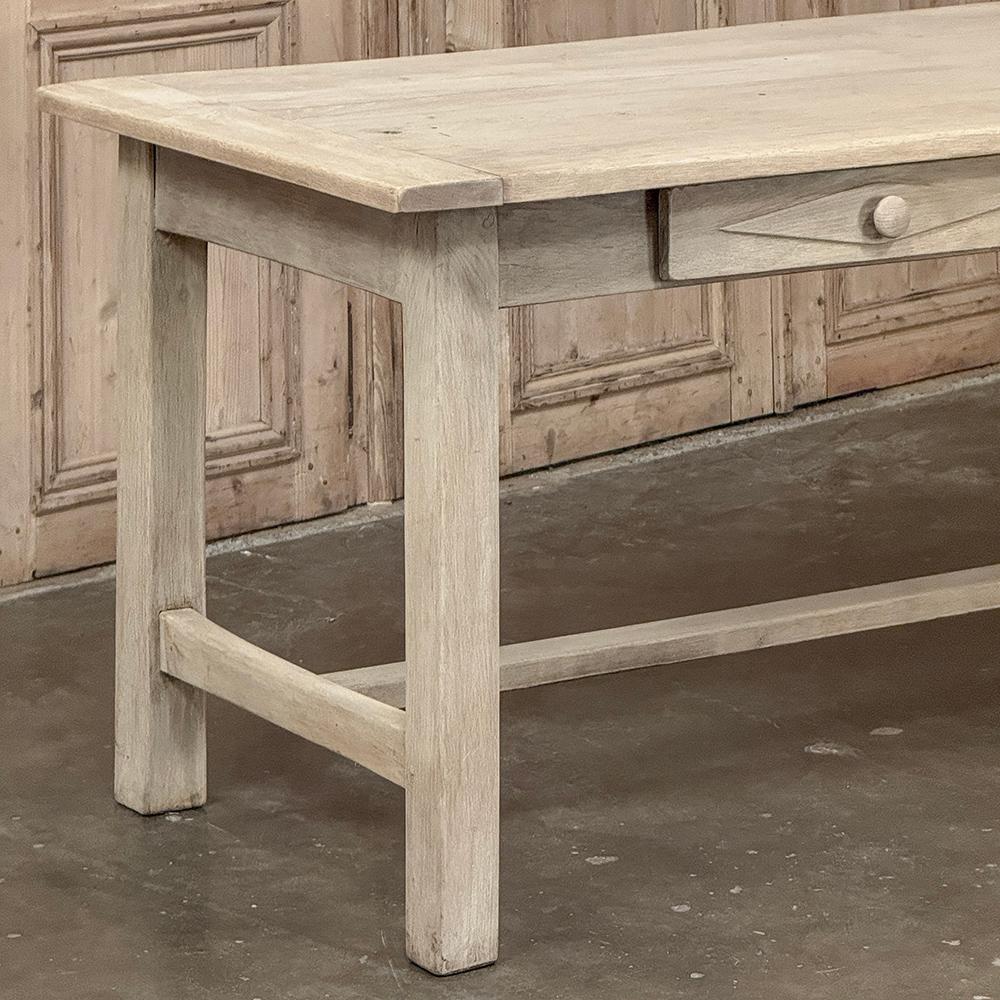 19th Century Rustic Table ~ Desk in Stripped Oak In Good Condition For Sale In Dallas, TX