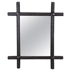 19th Century Rustic Tramp Art Mirror, Hand Carved, Austria, circa 1840