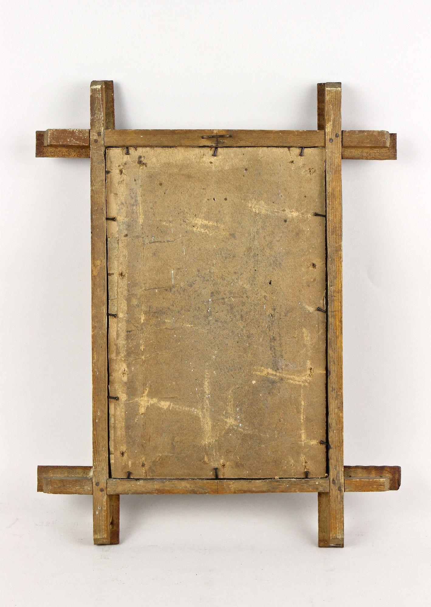 Specchio rustico Tramp Art del XIX secolo, intagliato a mano, Austria, circa 1880 in vendita 11