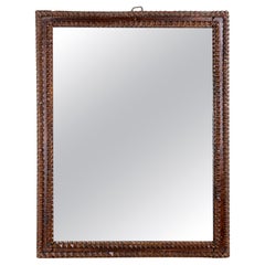 Antique 19th Century Rustic Tramp Art Mirror, Handcarved, Austria circa 1870