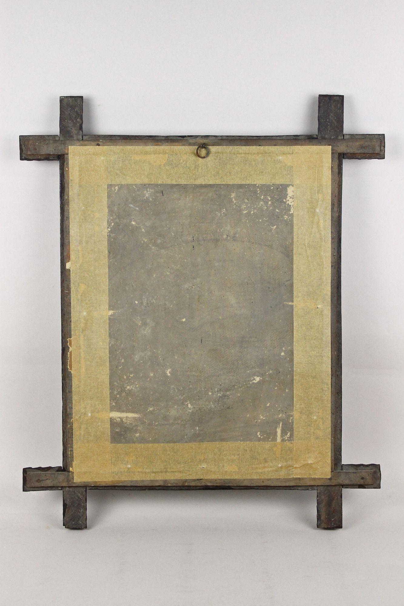 Miroir mural rustique Tramp Art du 19ème siècle, sculpté à la main, Autriche, vers 1880 en vente 11