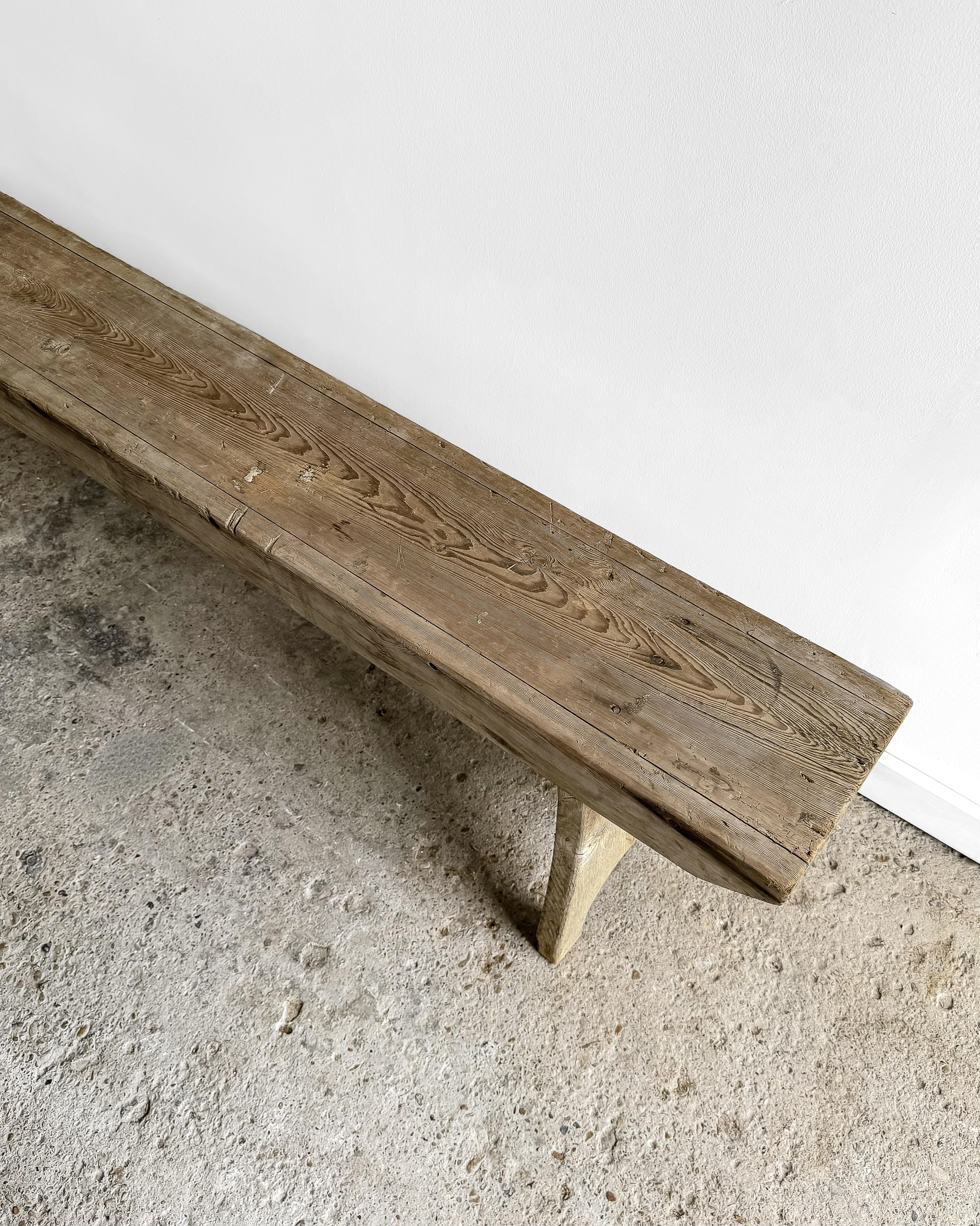19th Century Rustic White Oak Bench 7