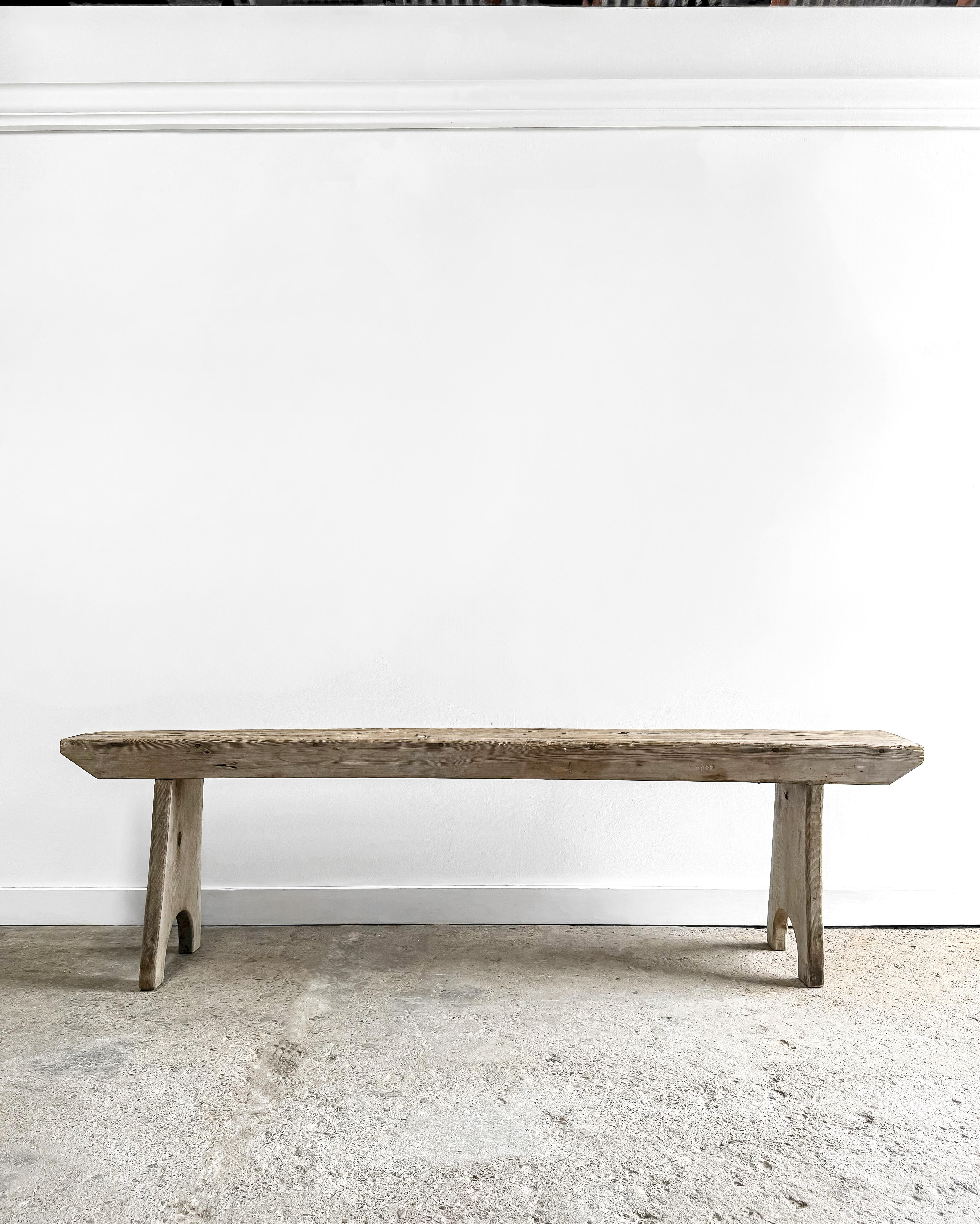 19th Century Rustic White Oak Bench 8