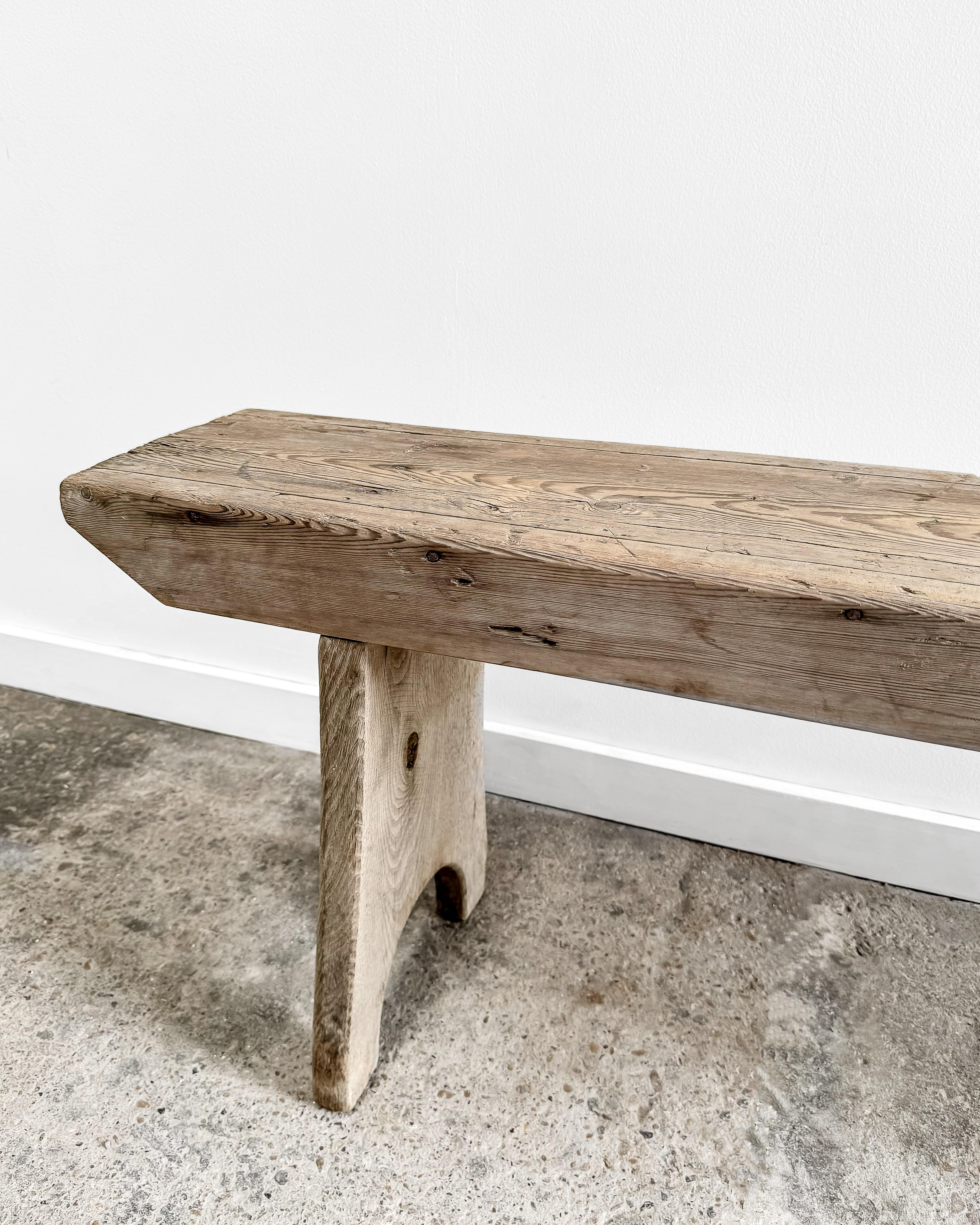19th Century Rustic White Oak Bench 10