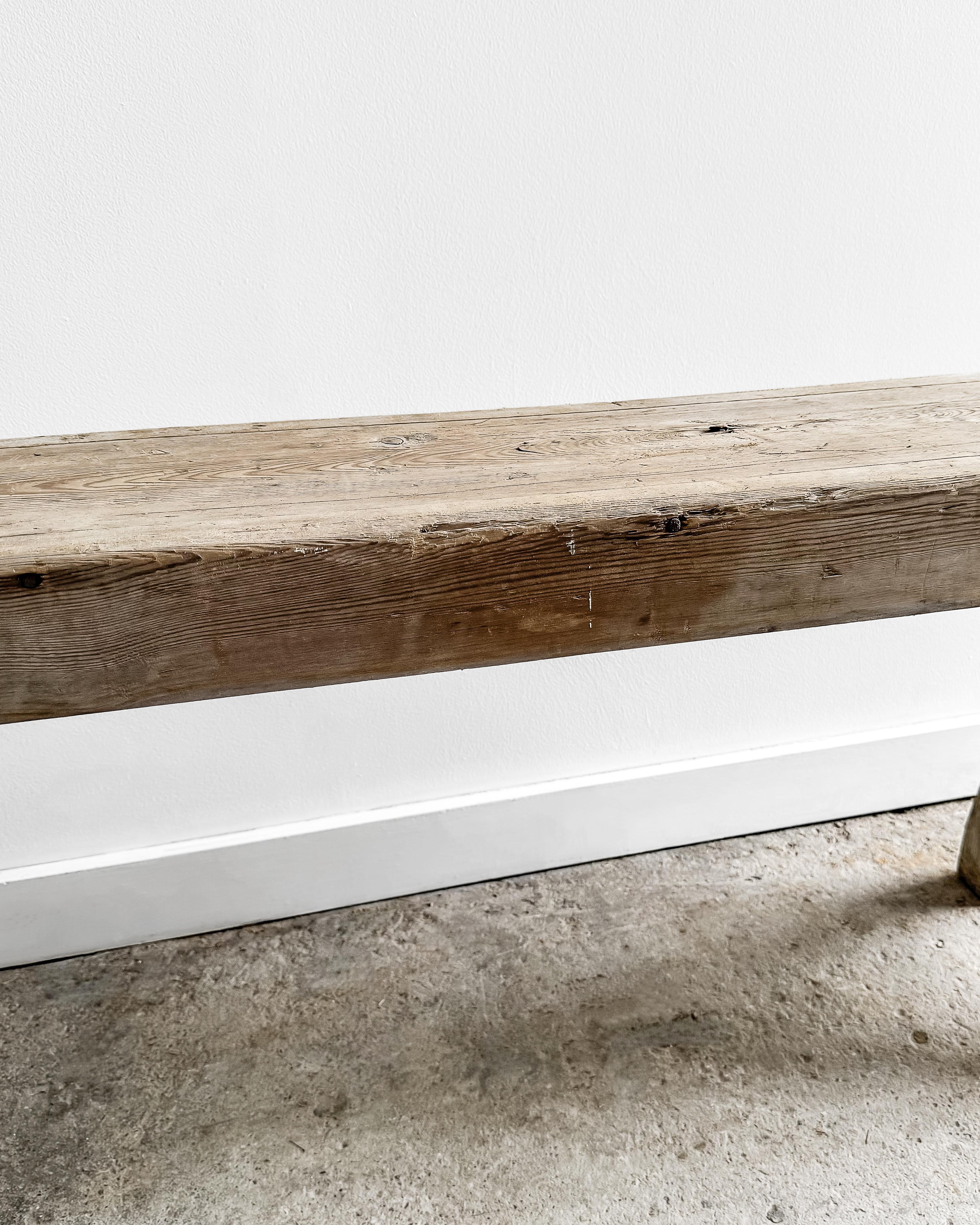 19th Century Rustic White Oak Bench 11