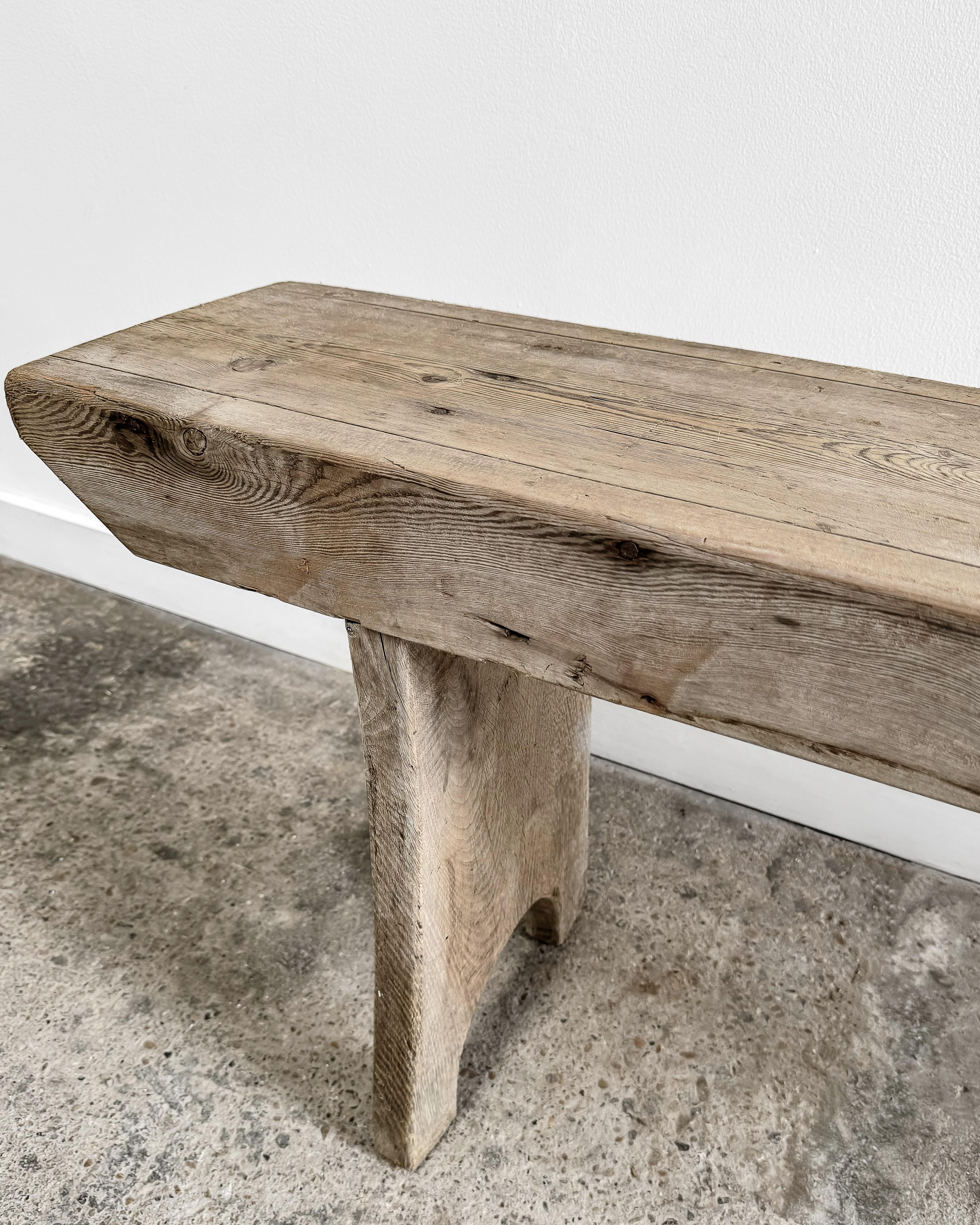 19th Century Rustic White Oak Bench 2