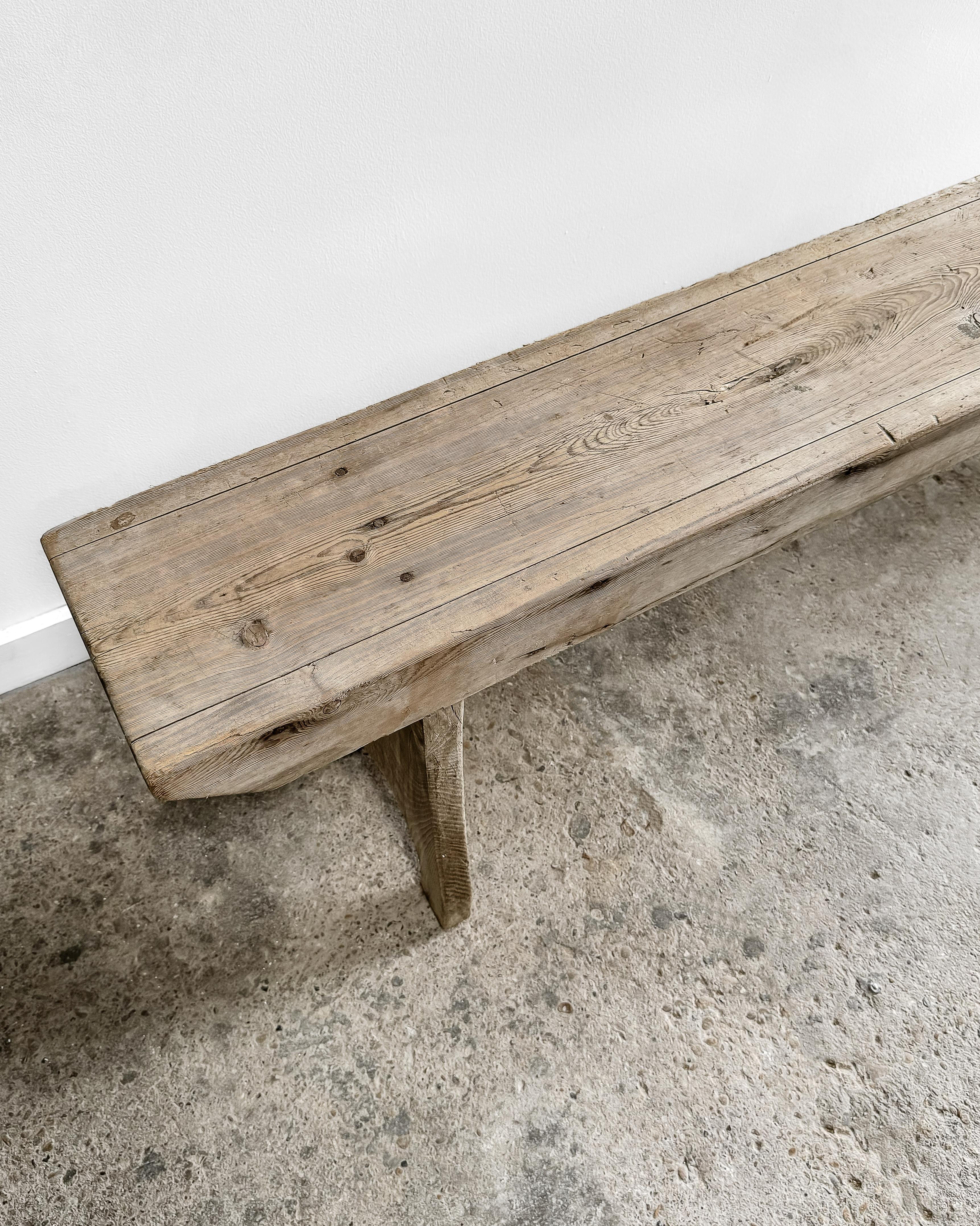 19th Century Rustic White Oak Bench 3